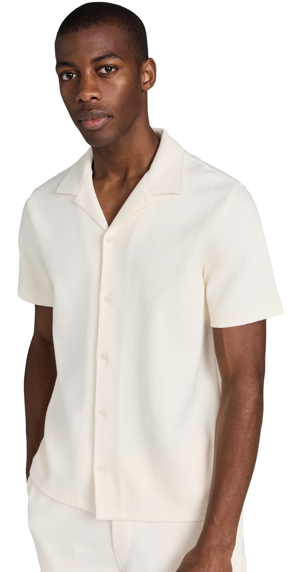 Vince Boucle Button Down Shirt Bone