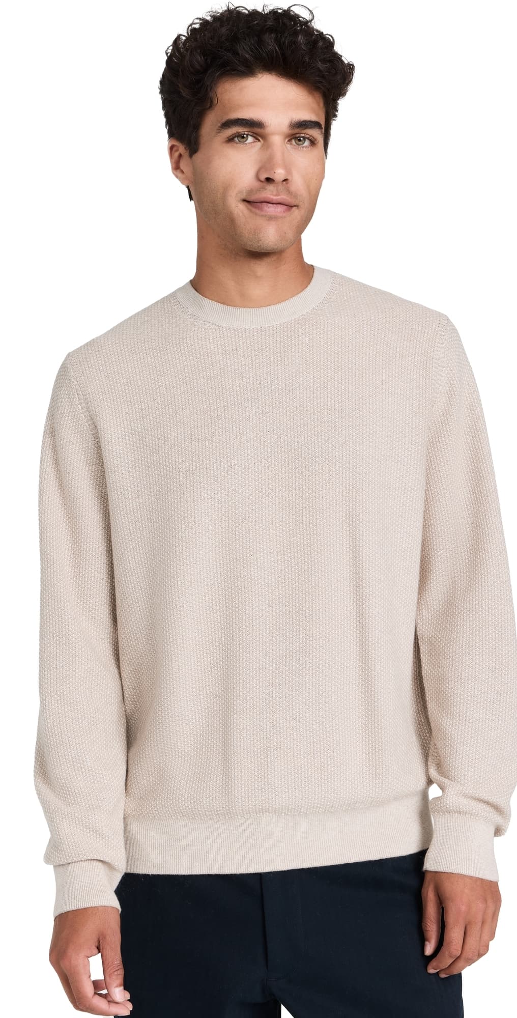 Vince Geo Jacquard Crew Sweater British Khaki/Classic Cream