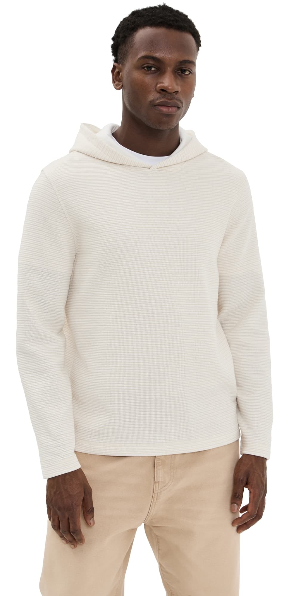 Vince Varigated Striped Double Face Hoodie Baja Sand/Natural