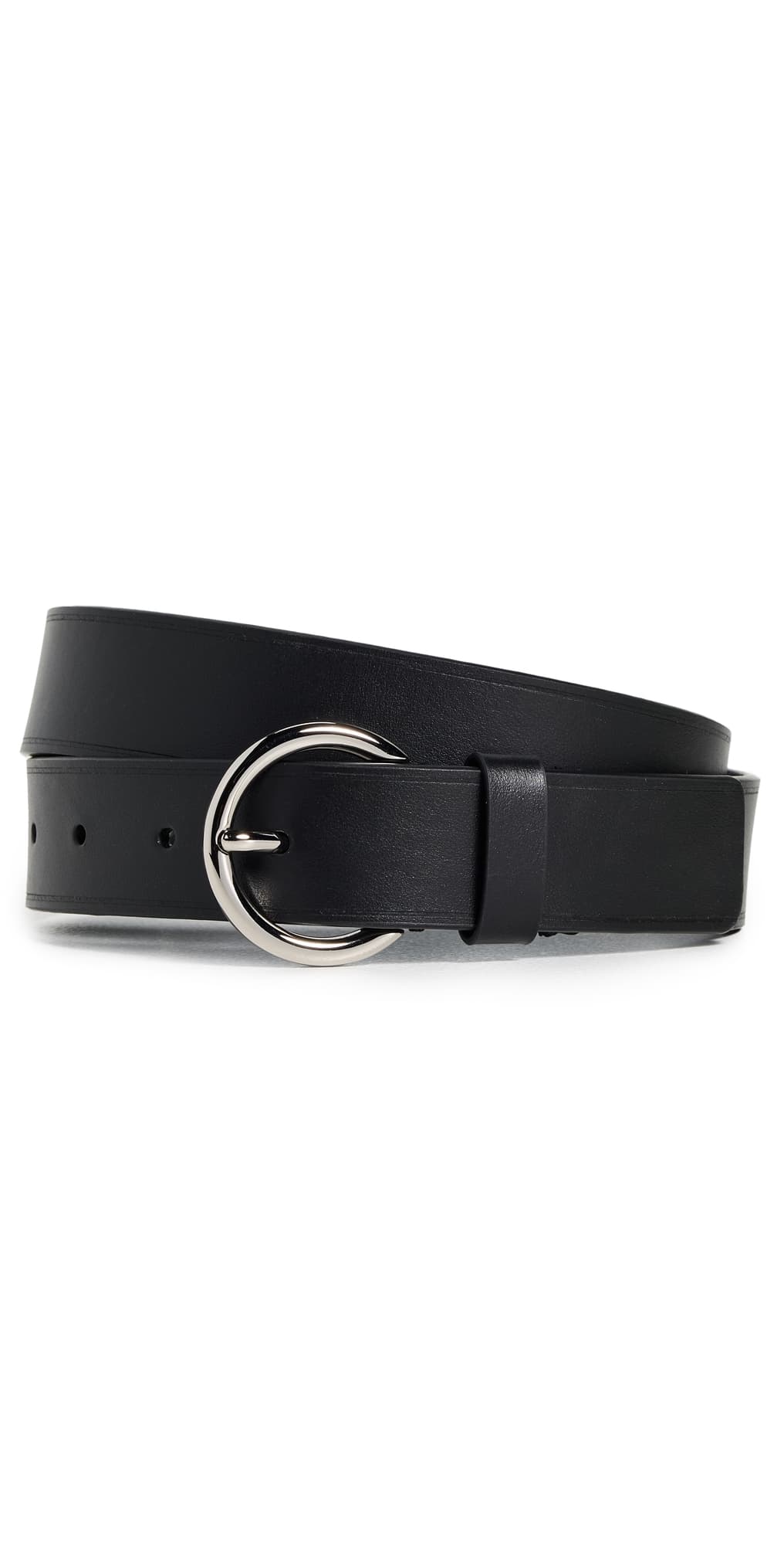 Vince 30mm Flat Ring Belt with Heat Crease Black