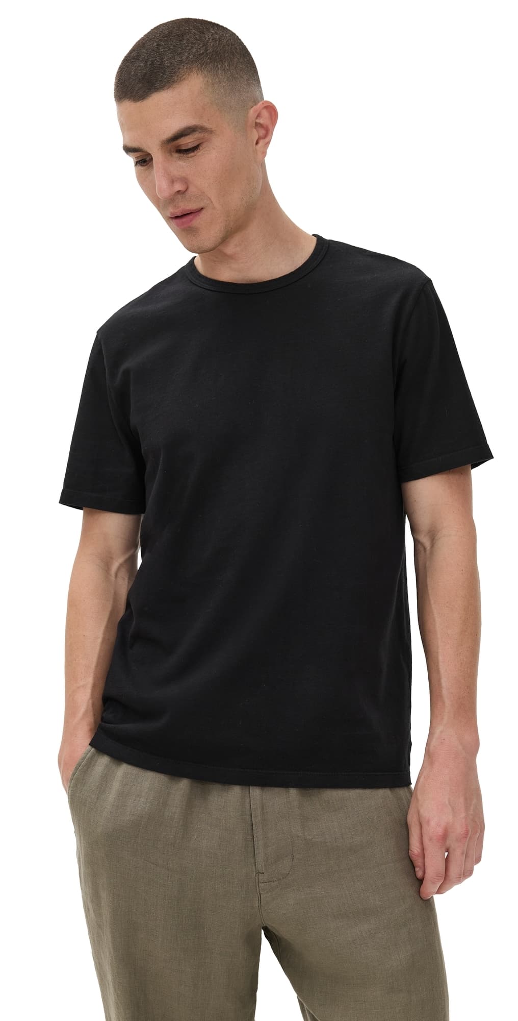 Vince Garment Dye Short Sleeve Crew Tee True Black