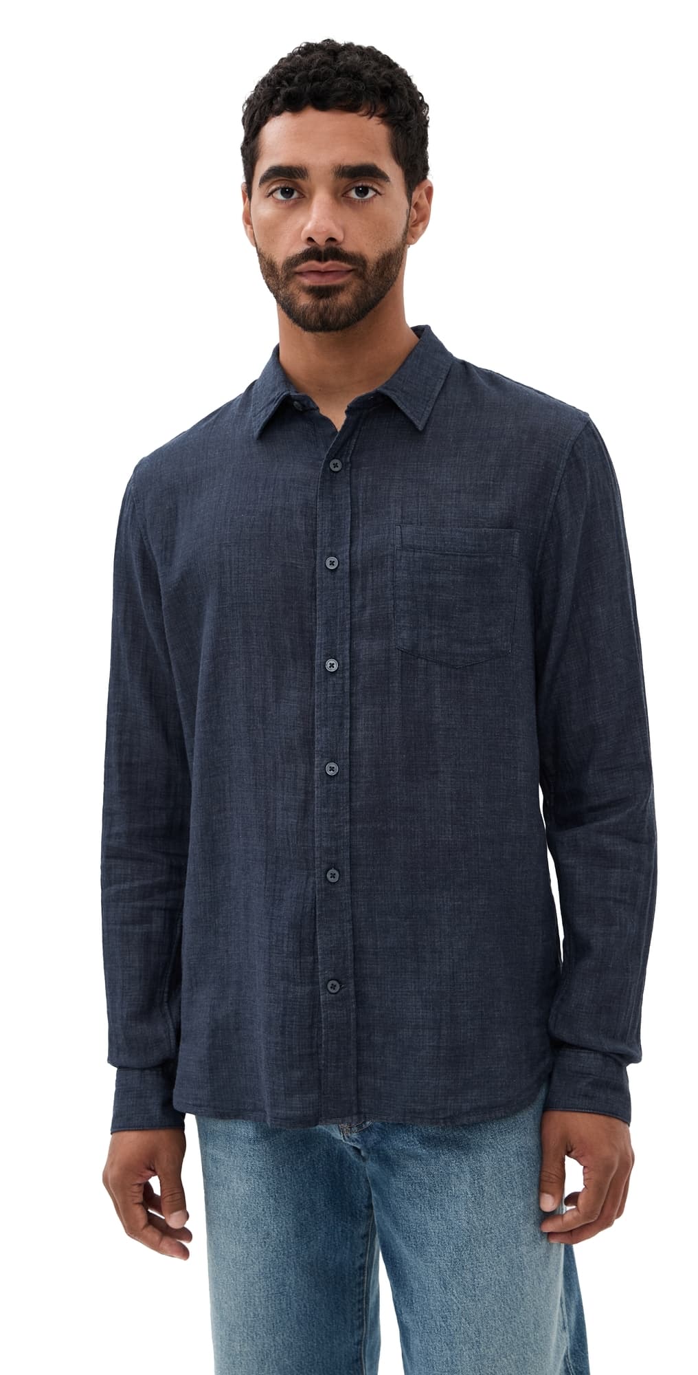Vince Double Face Long Sleeve Shirt Heather Coastal