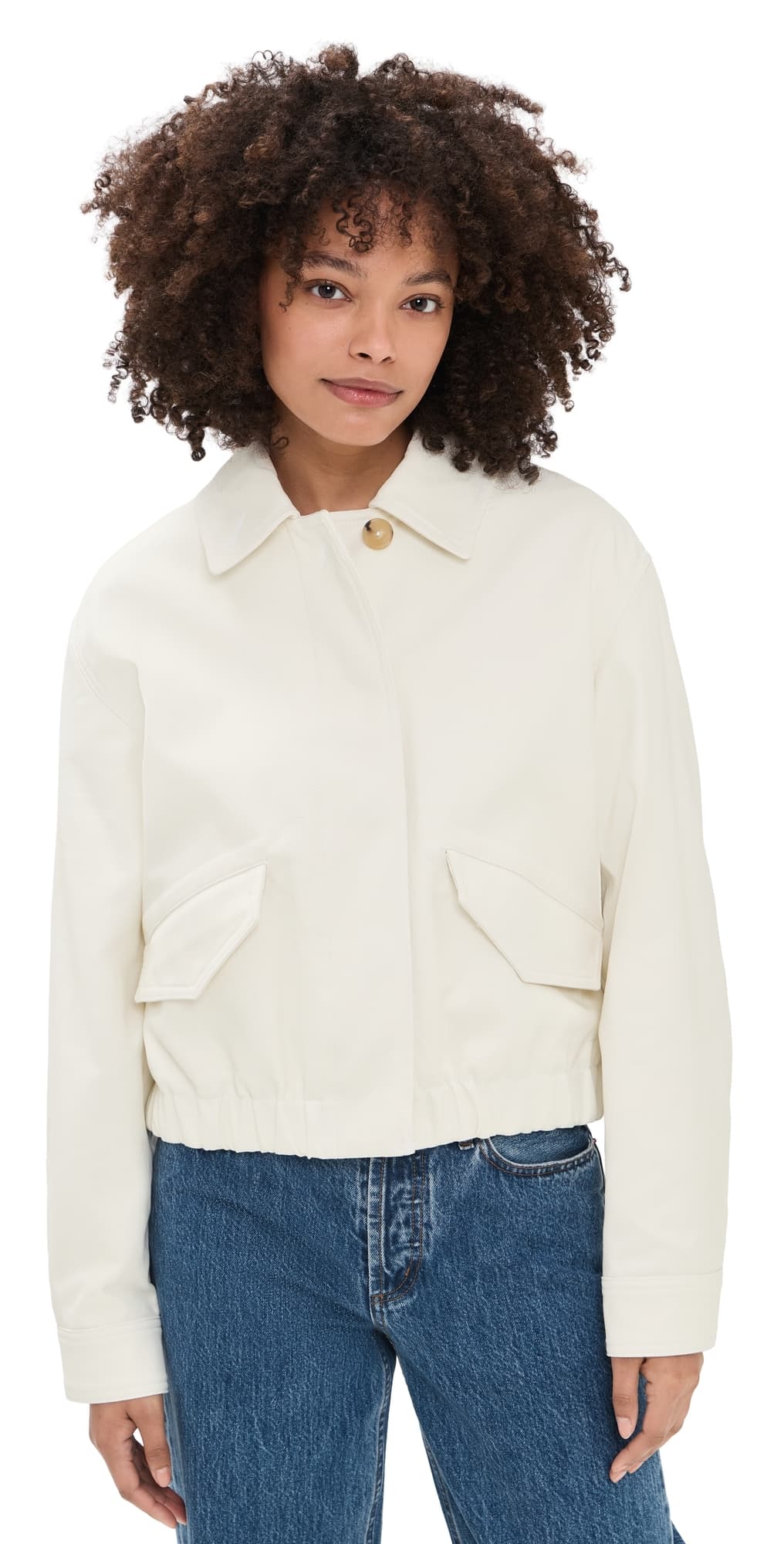 Vince Cotton Bomber Jacket Chalk