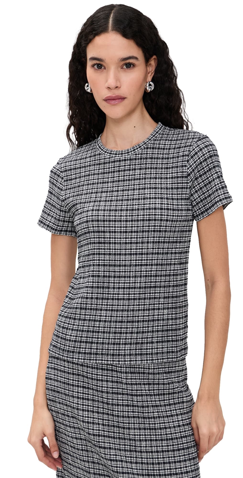 Vince Short Sleeve Crew Neck Blouse Eclipse Combo