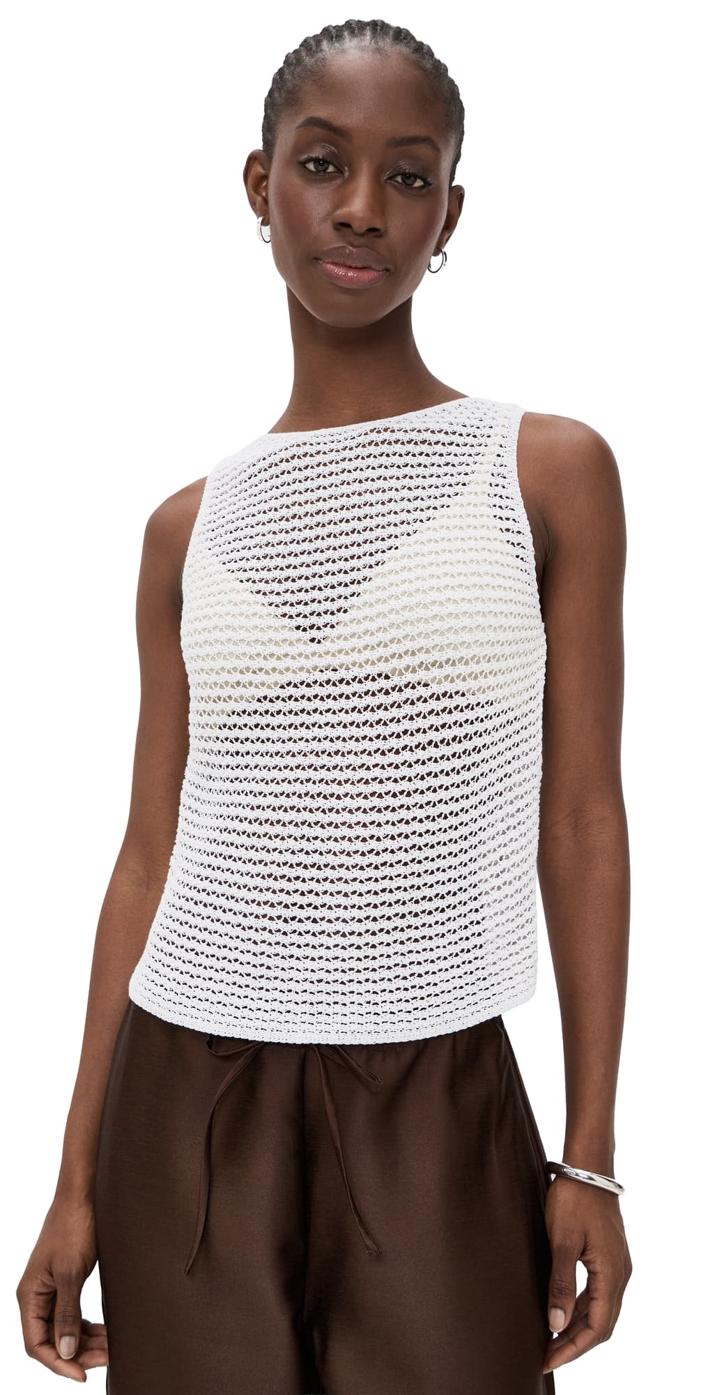 Vince Cotton Cord Tank Top Optic White