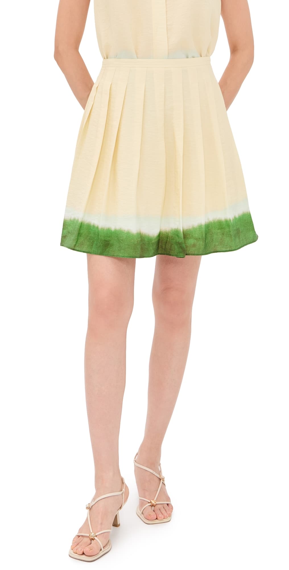Vince Dip-Dye Pleated Skirt Porcelain/Herba
