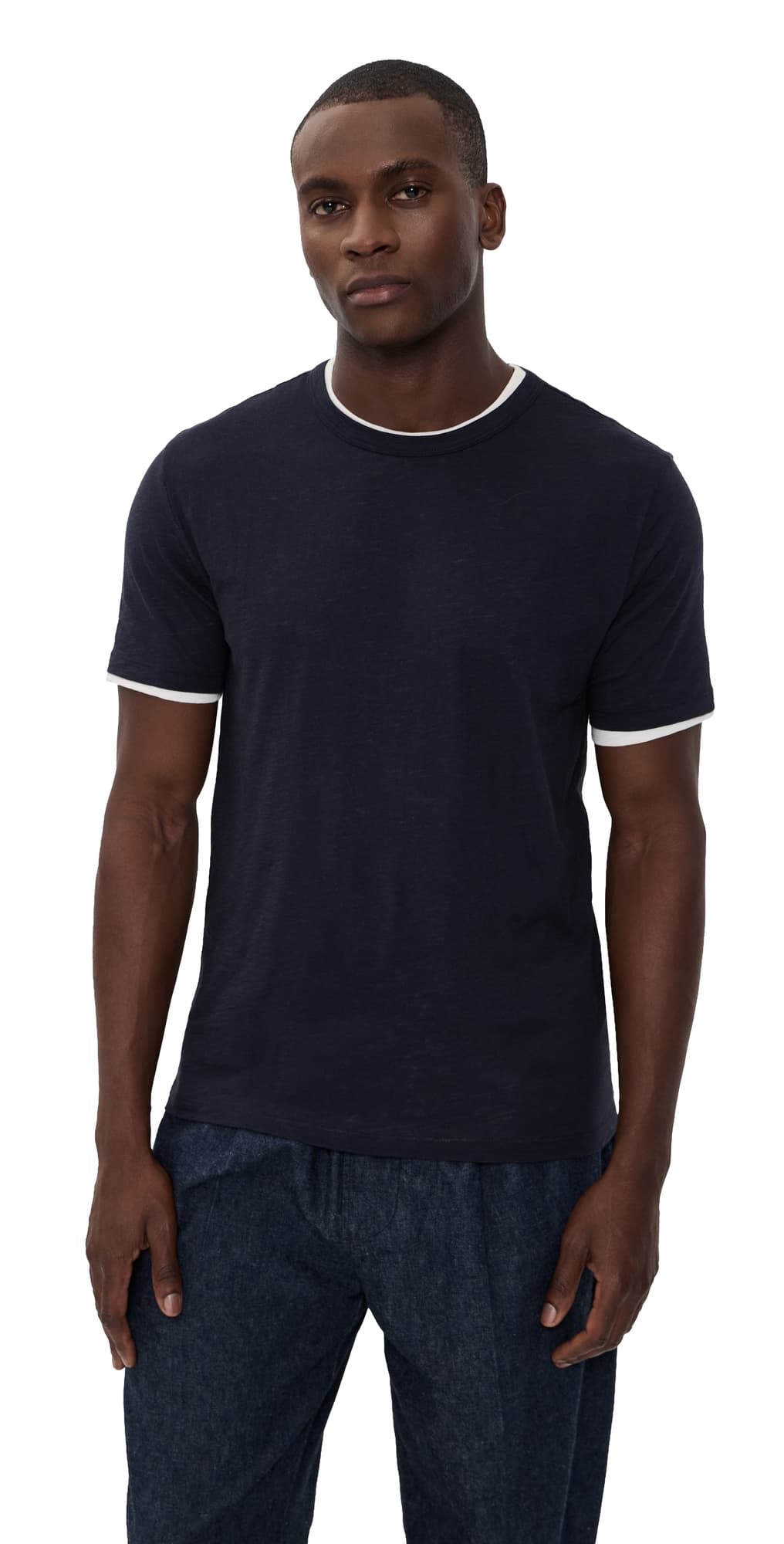 Vince Fine Slub Double Layer Tee Coastal/Smock White