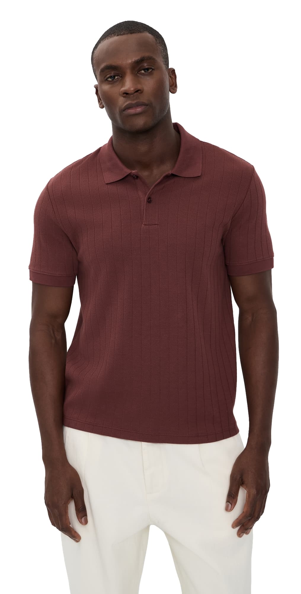 Vince Drop Needle Stripe Polo Deep Satin