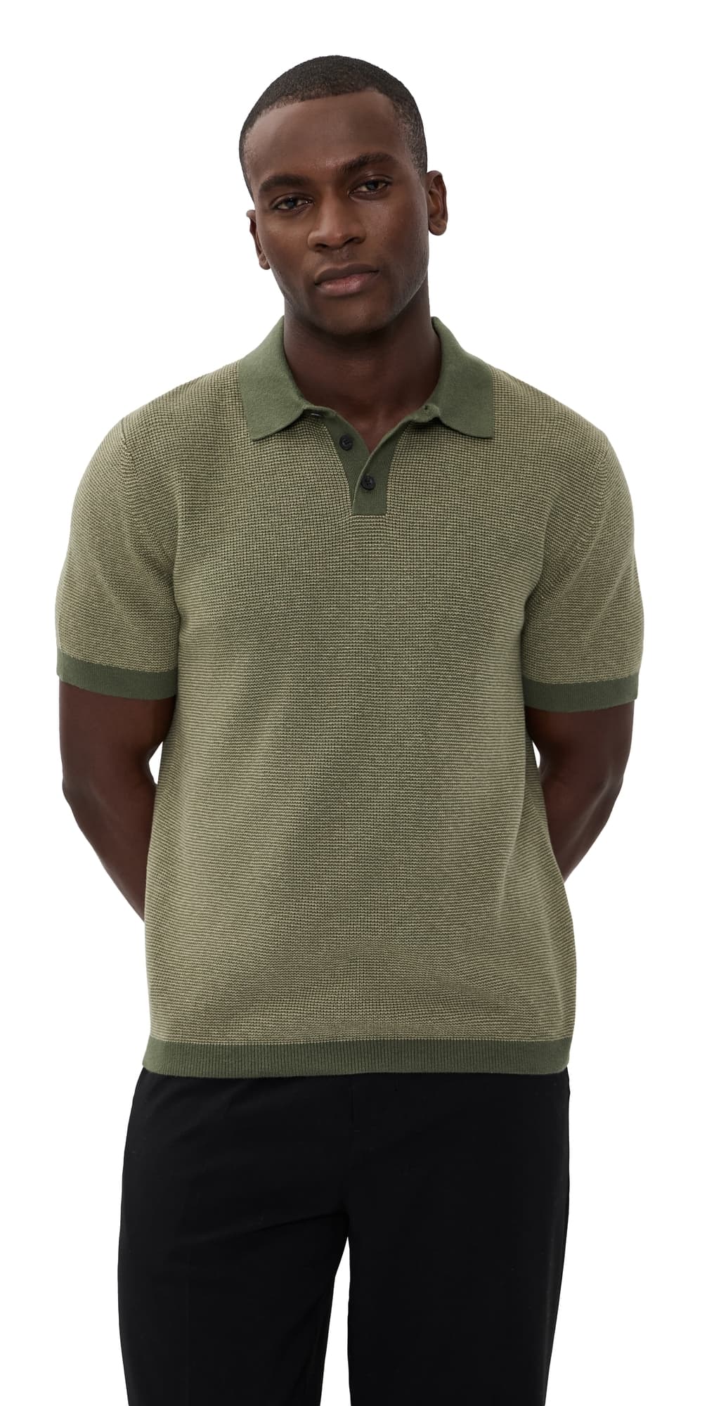 Vince Colorblock Feed Stripe Polo Coulter Green/Desert Brush