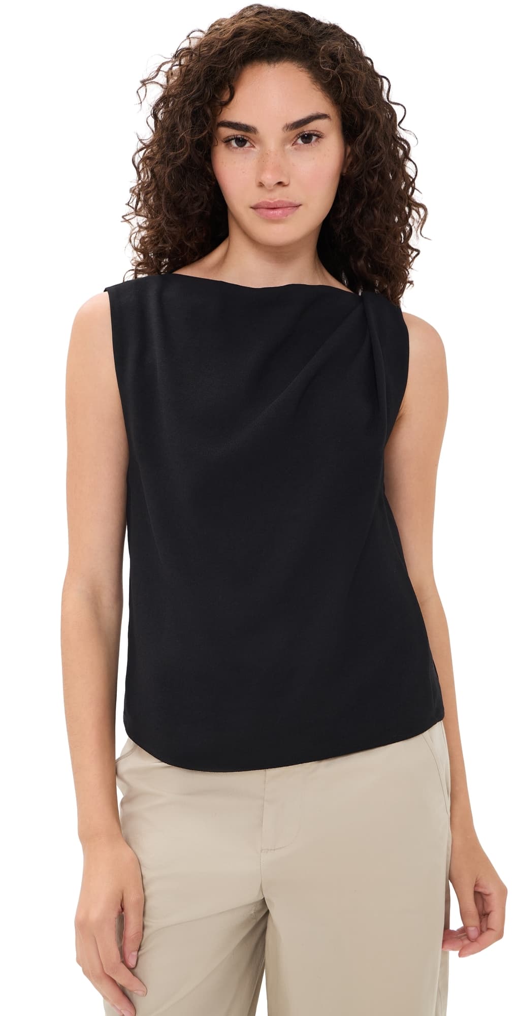 Vince Draped Shoulder Top Black