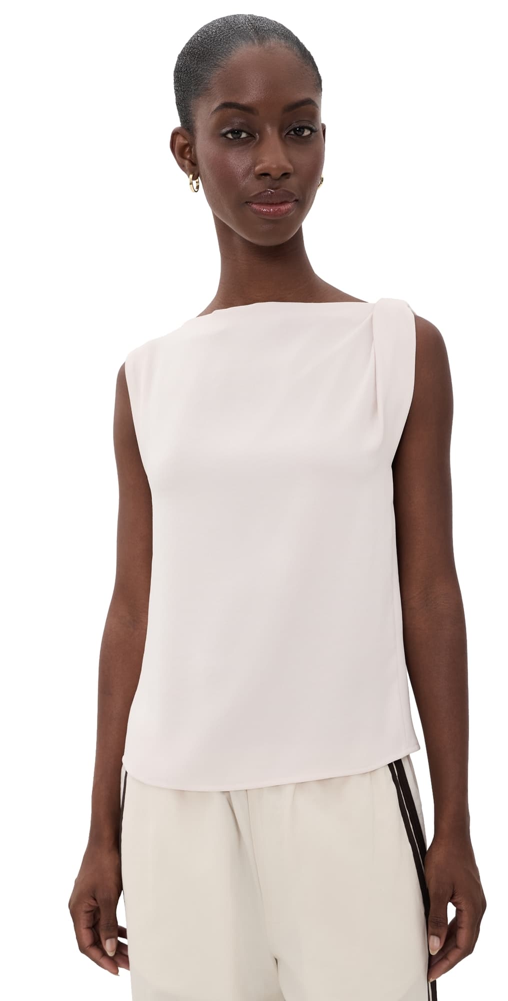 Vince Draped Shoulder Top Blush Cloud