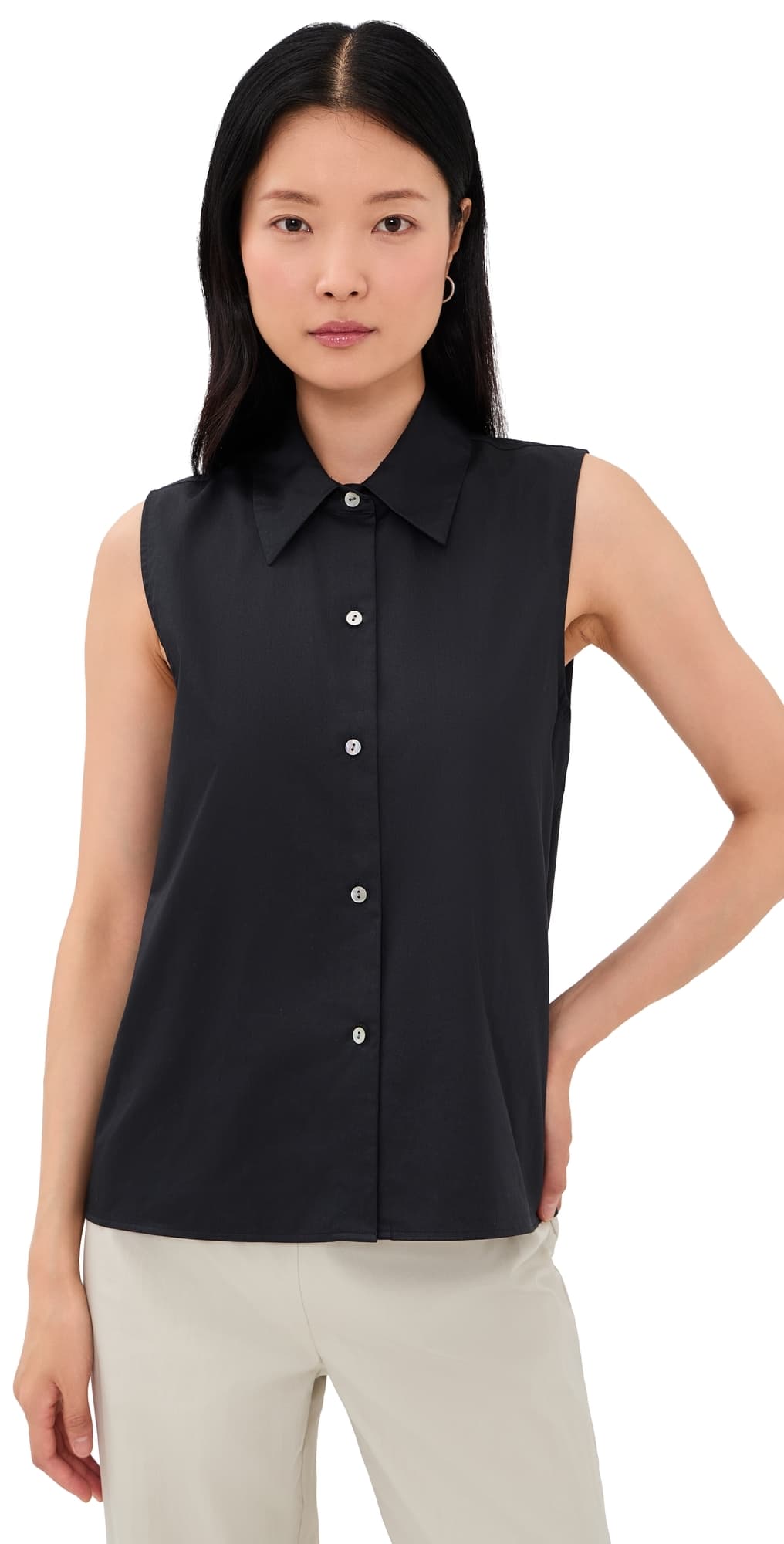 Vince Relaxed Button Down Tank Top Ink
