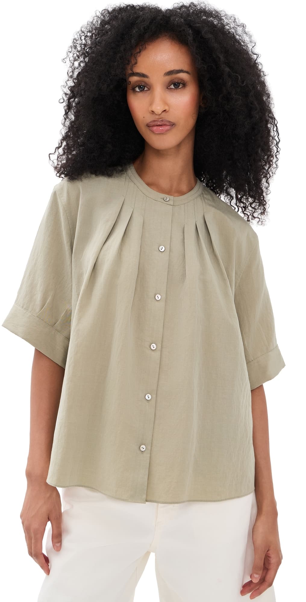 Vince A-Line Gathered Shirt Salted Moss