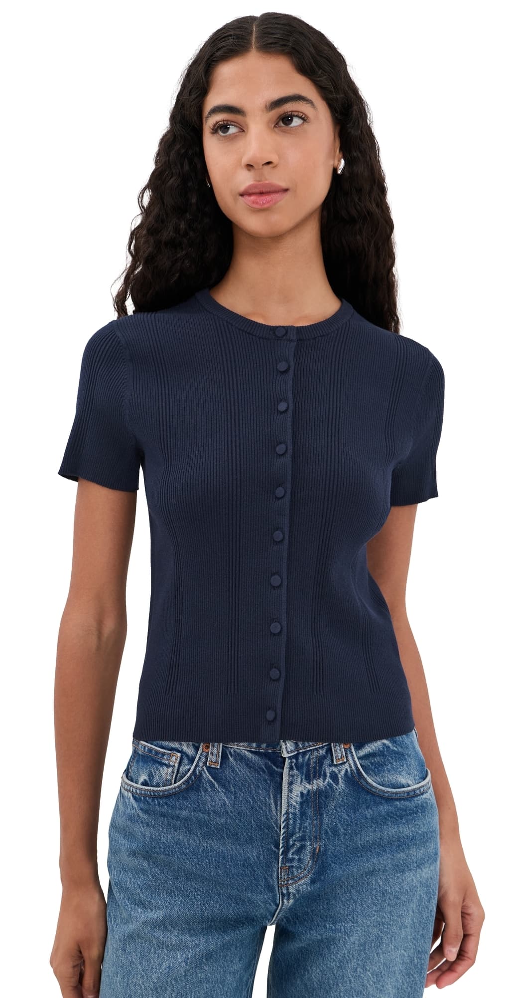 Vince Ribbed Cardigan Ink