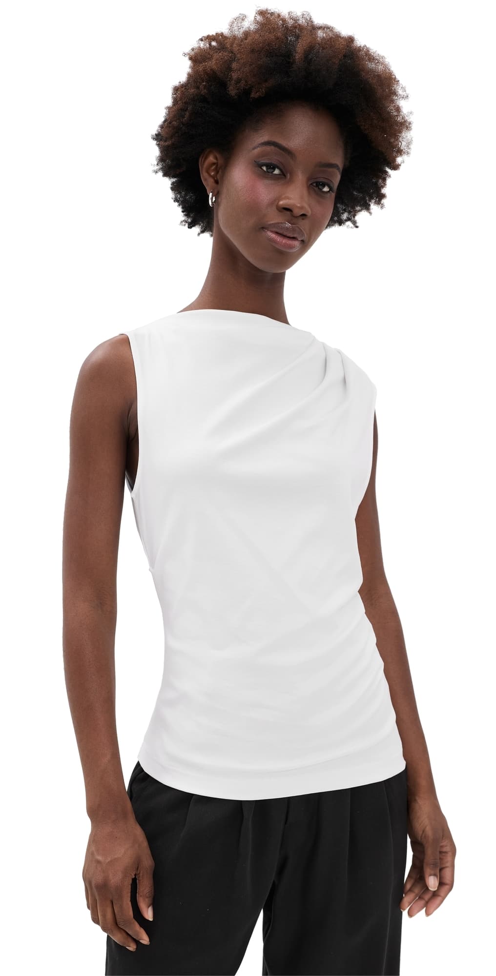 Vince Sleeveless Draped Top Optic White