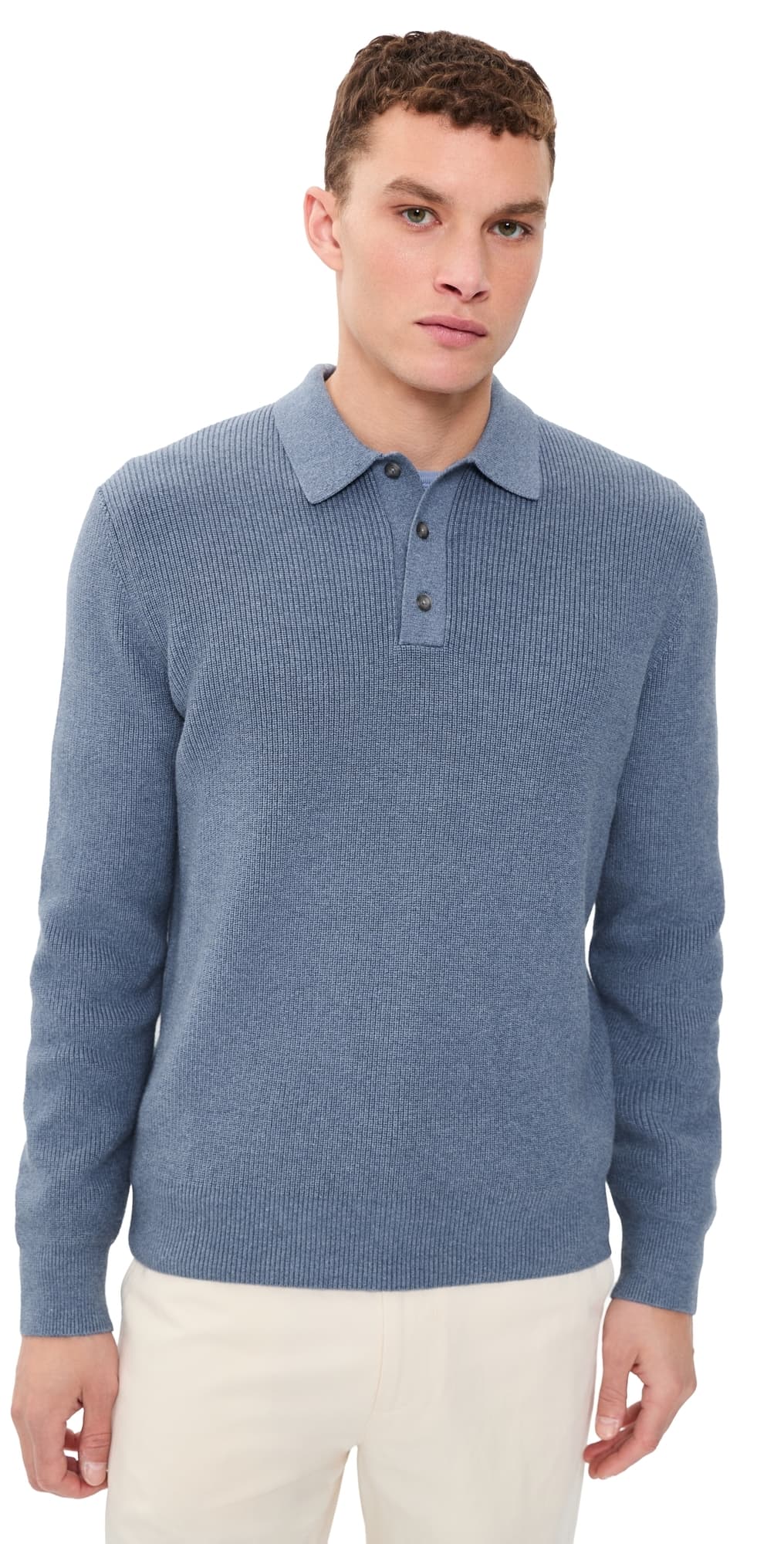 Vince Heirloom Shaker Long Sleeve Polo Sweater H Late Evening