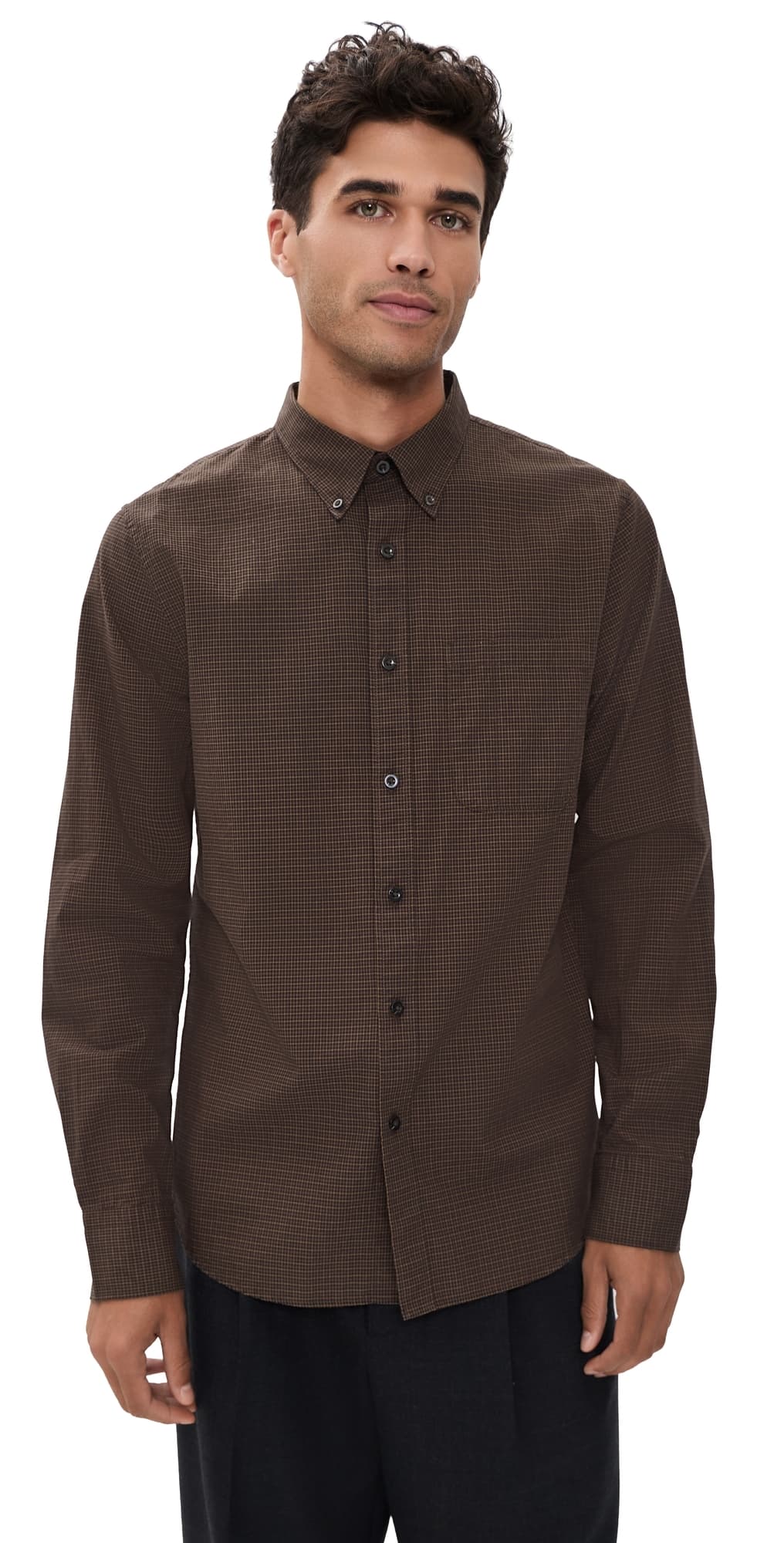 Vince Carnes Plaid Button Down Shirt Chocolate Plum Combo