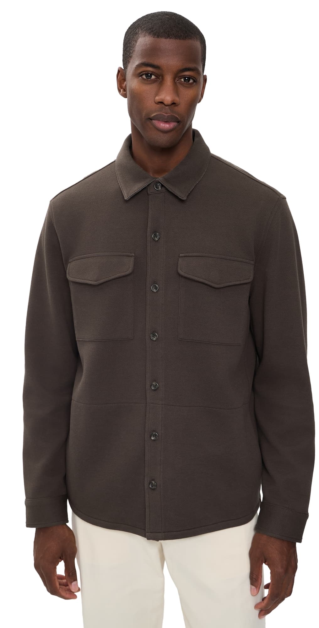 Vince Double-Knit Shirt Jacket Midland/Med H Grey