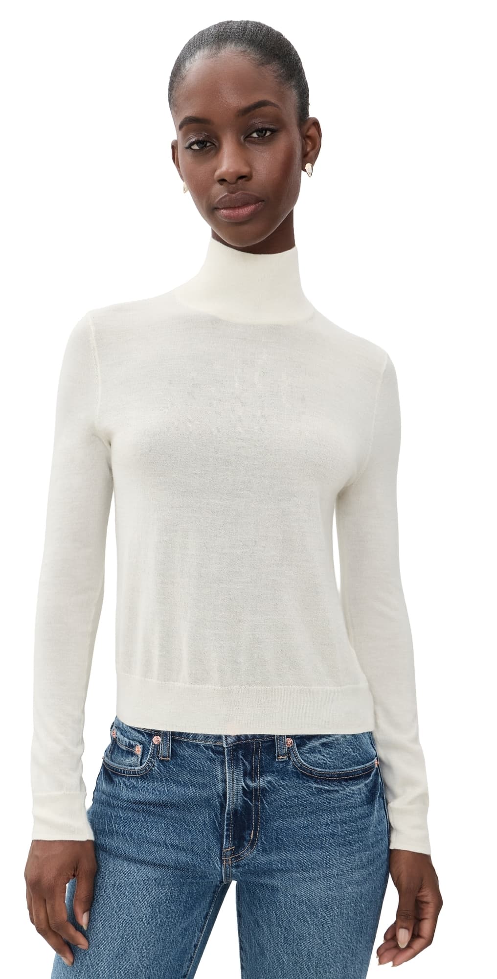 Vince Slim Long Sleeve Cashmere Turtleneck Off White