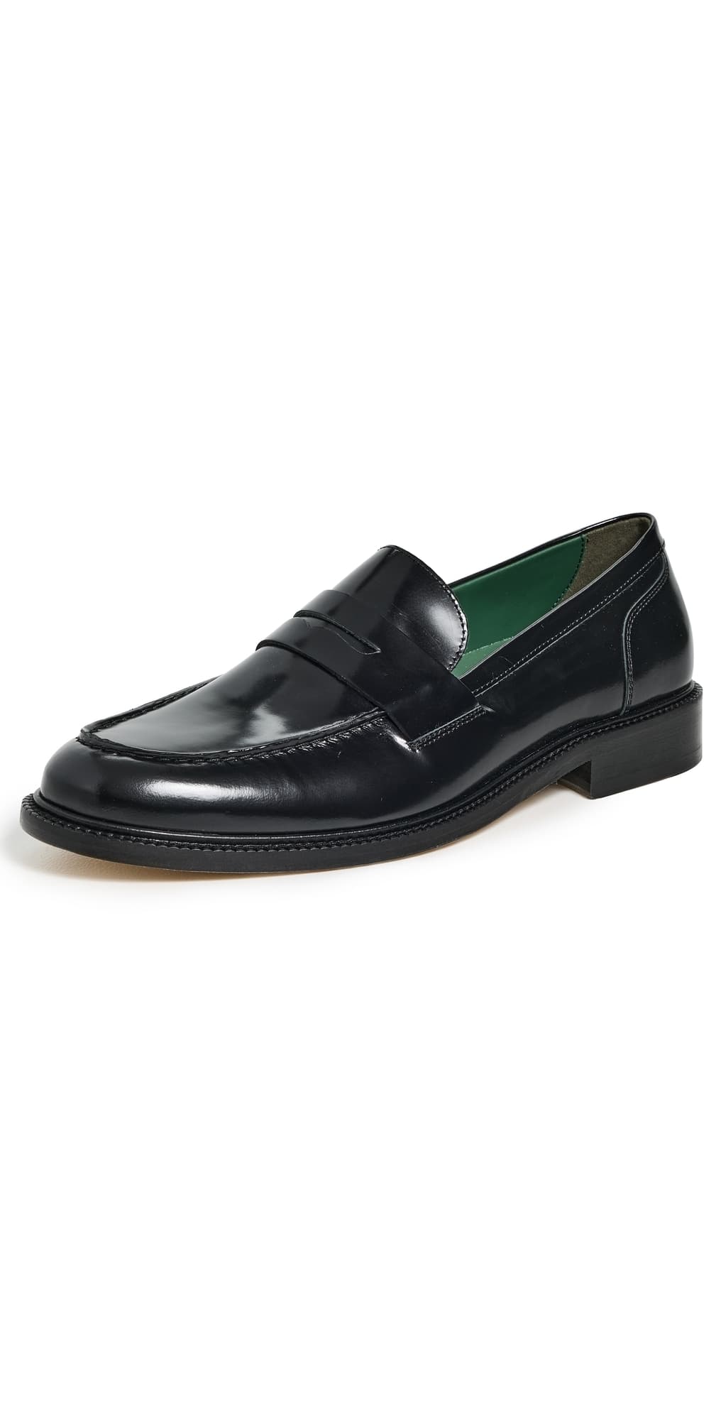 Vinny's Townee Penny Loafers Black Polido Leather