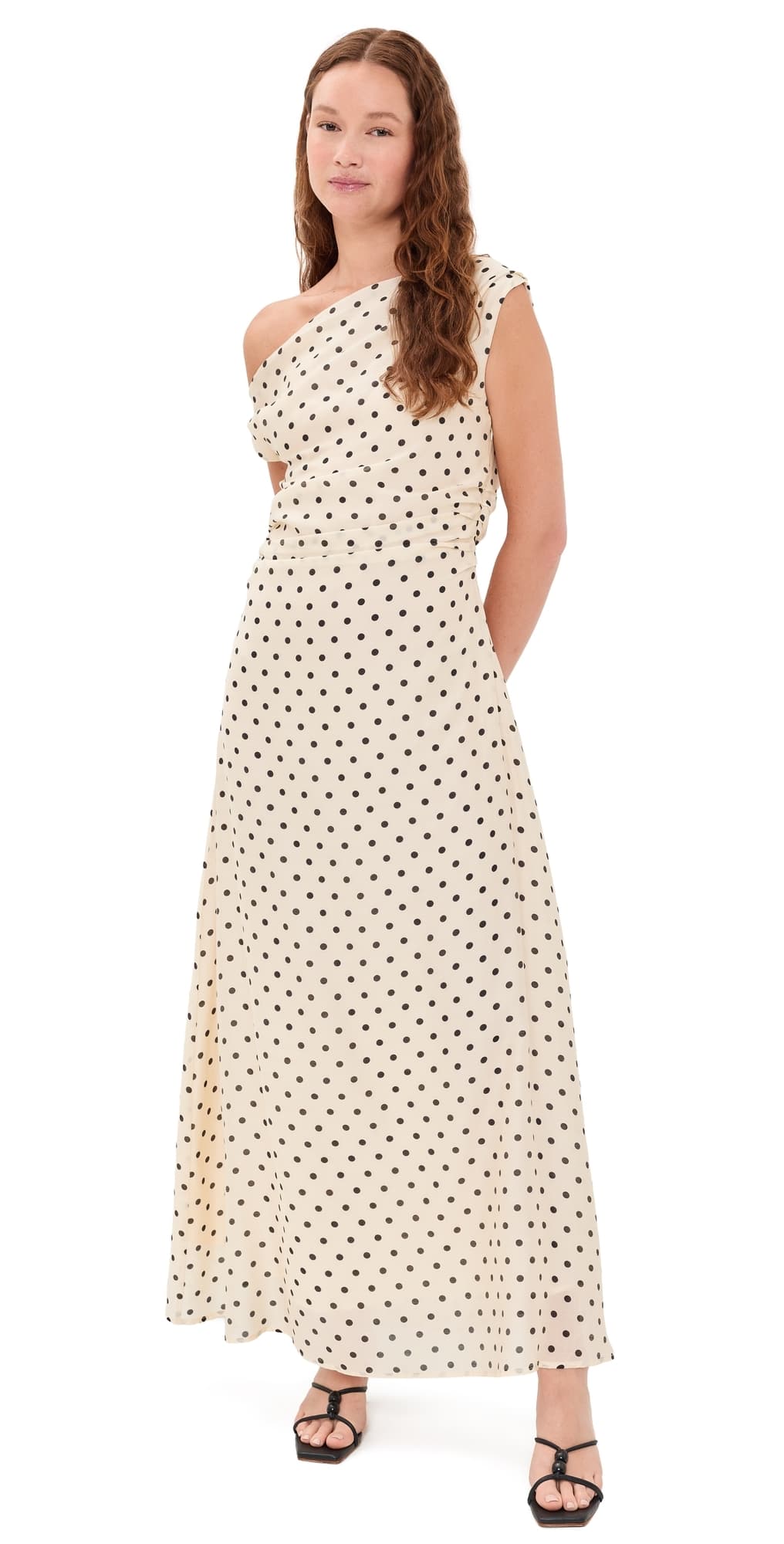 VRG GRL Yvonne Maxi Dress Polka Dot Cream