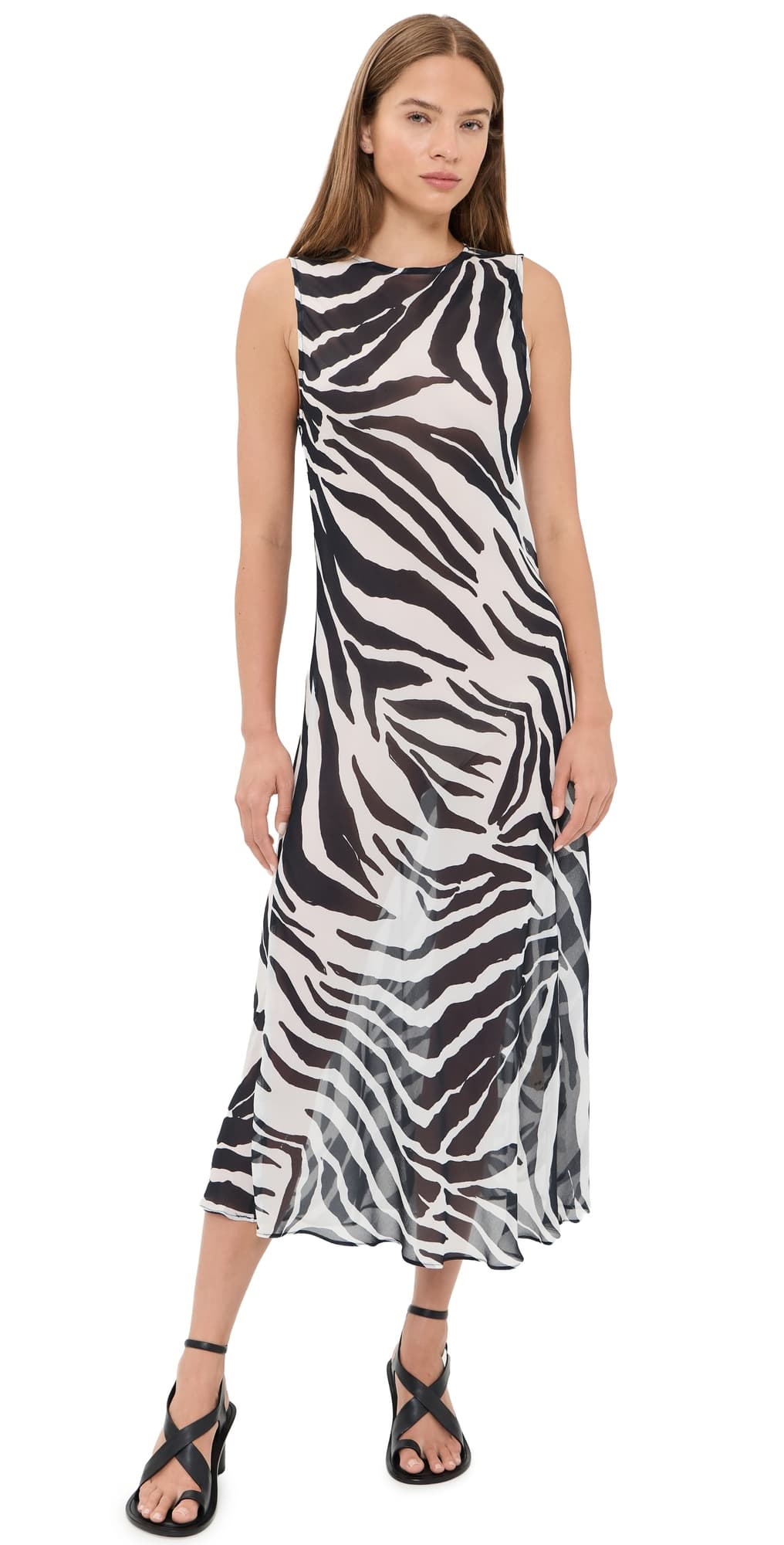 VRG GRL Francesca Sheer Maxi Dress Zebra