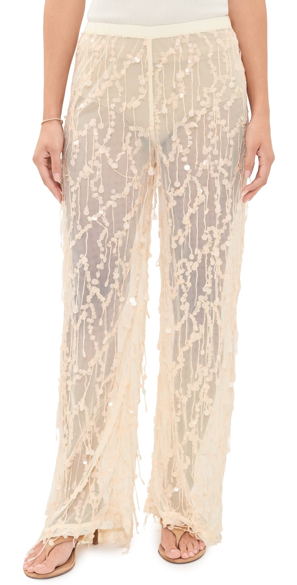 VRG GRL Sia Sequin Pants Cream