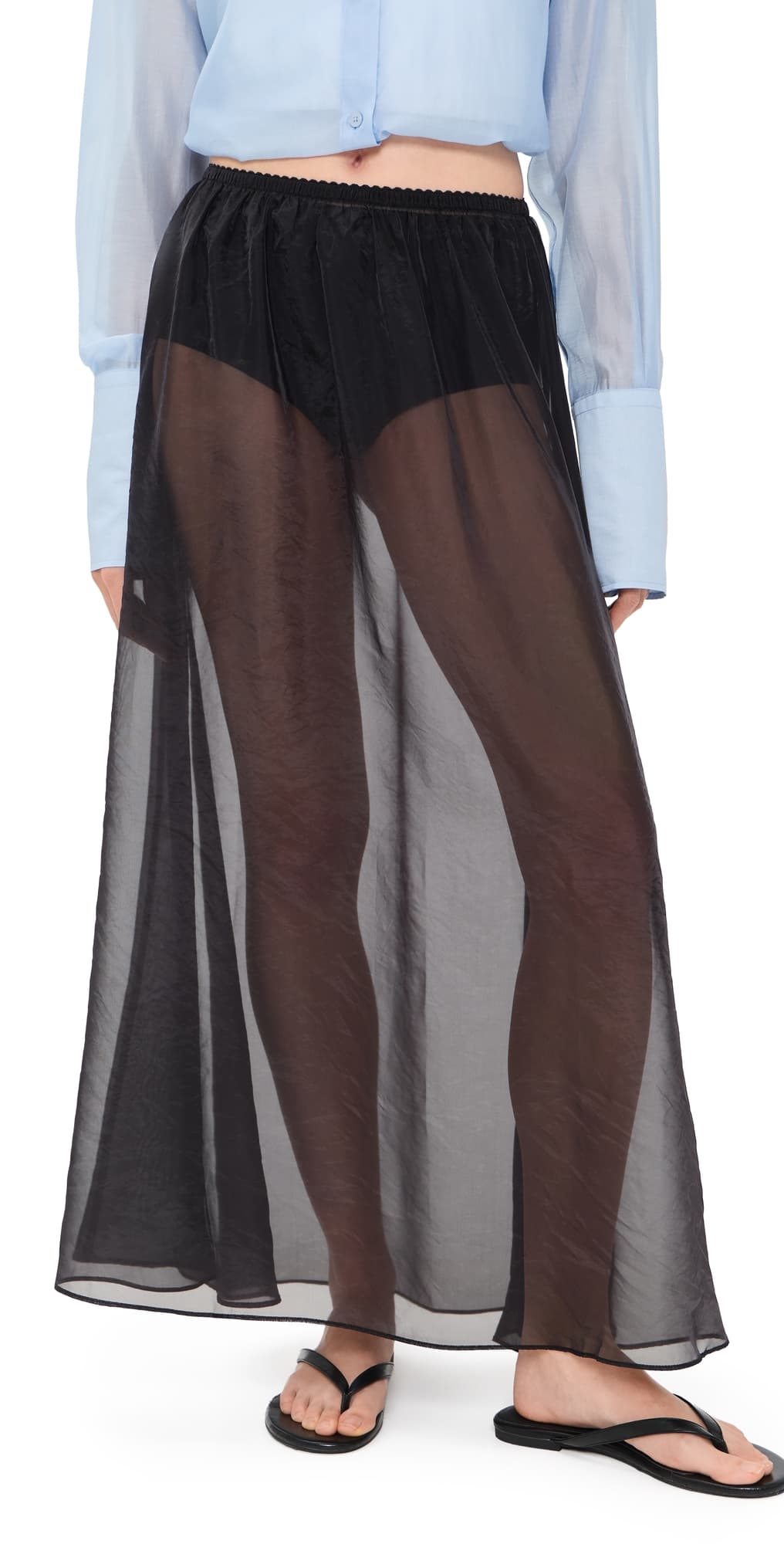 VRG GRL Solara Sheer Midi Skirt Black