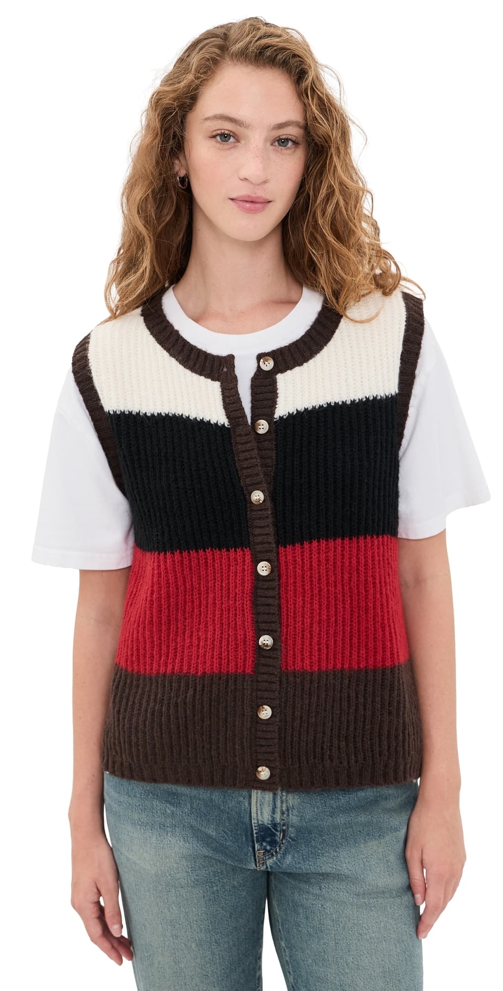 VRG GRL Bridgette Stripe Knit Vest Stripe