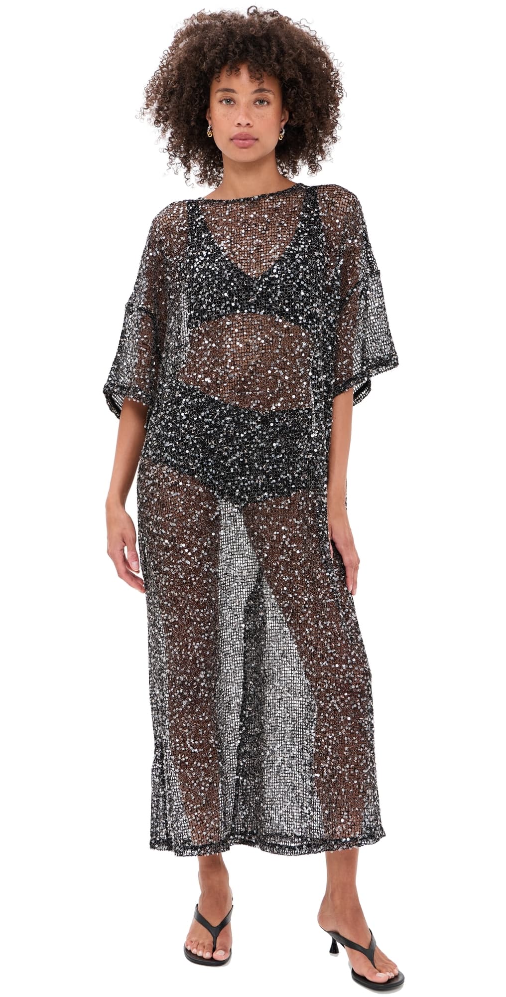 VRG GRL Ivette Sequin Midi Dress Black