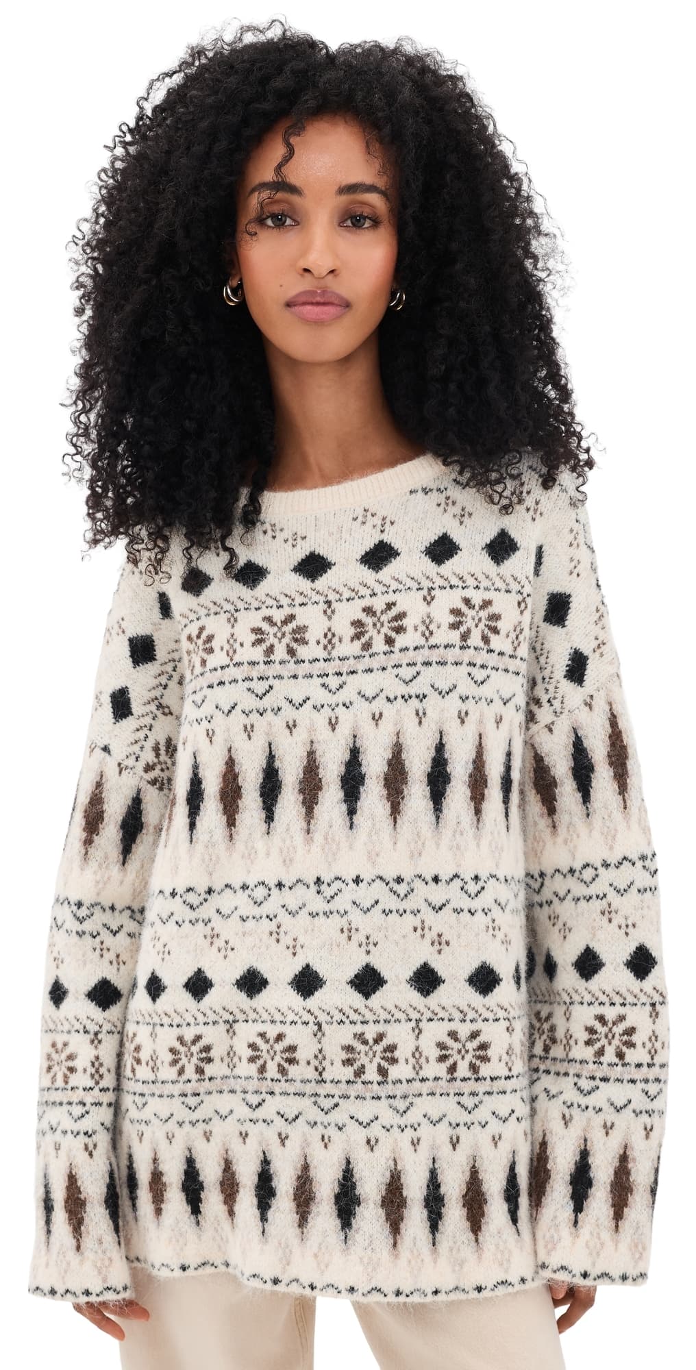 VRG GRL Hayes Fair Isle Knit Sweater Cream