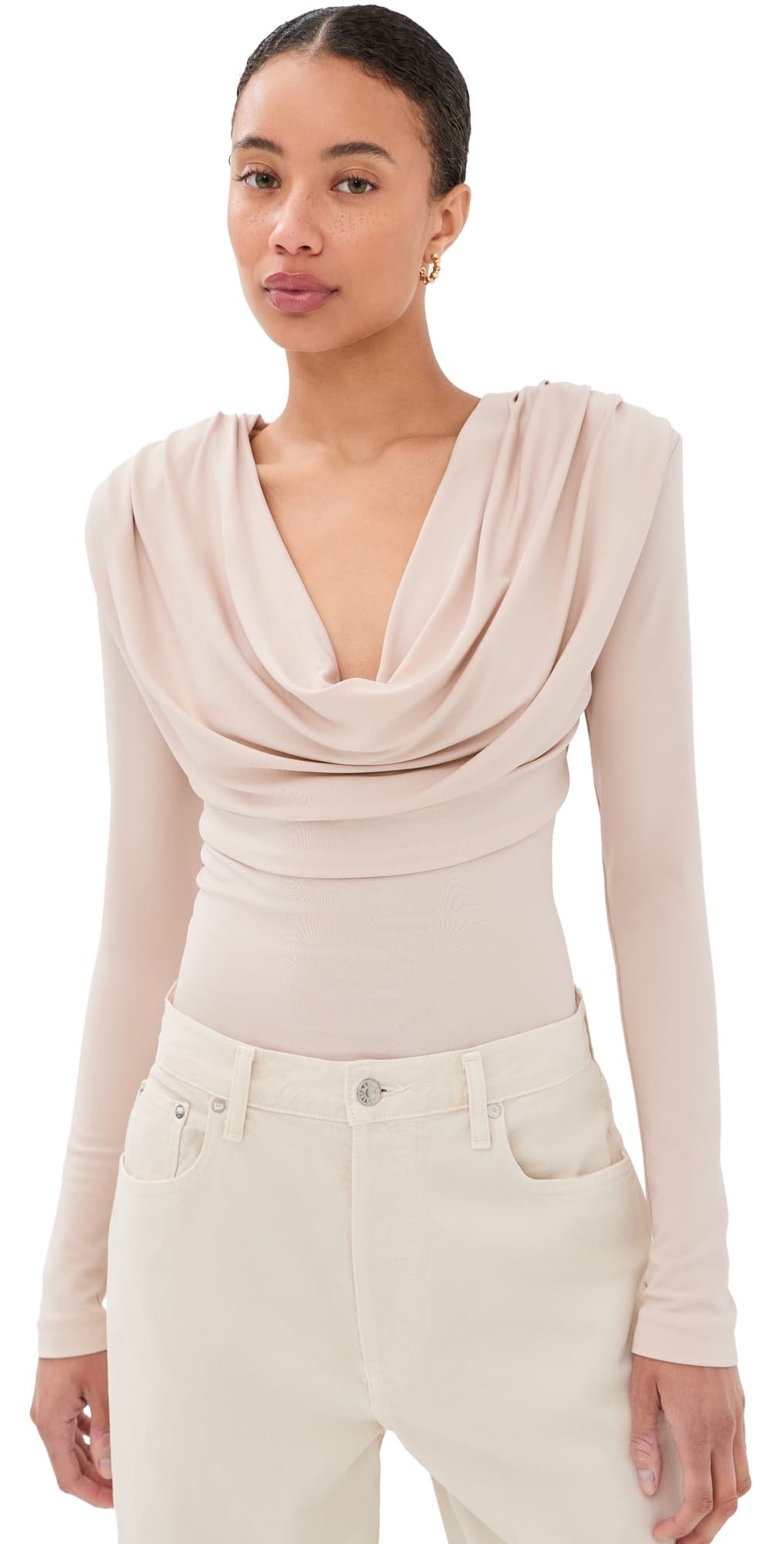WARDROBE.NYC WARDROBE. NYC Matte Draped Top Greige