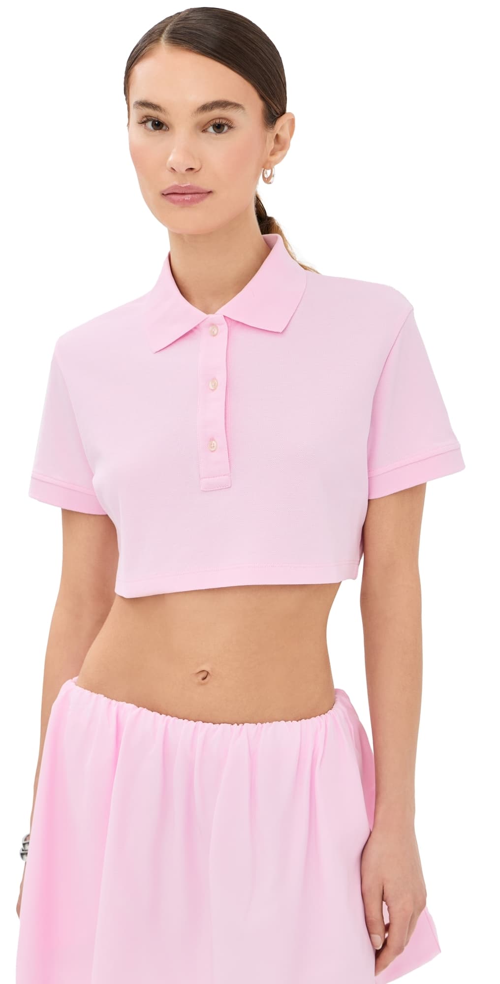 WARDROBE.NYC WARDROBE. NYC Cropped Polo Top Baby Pink