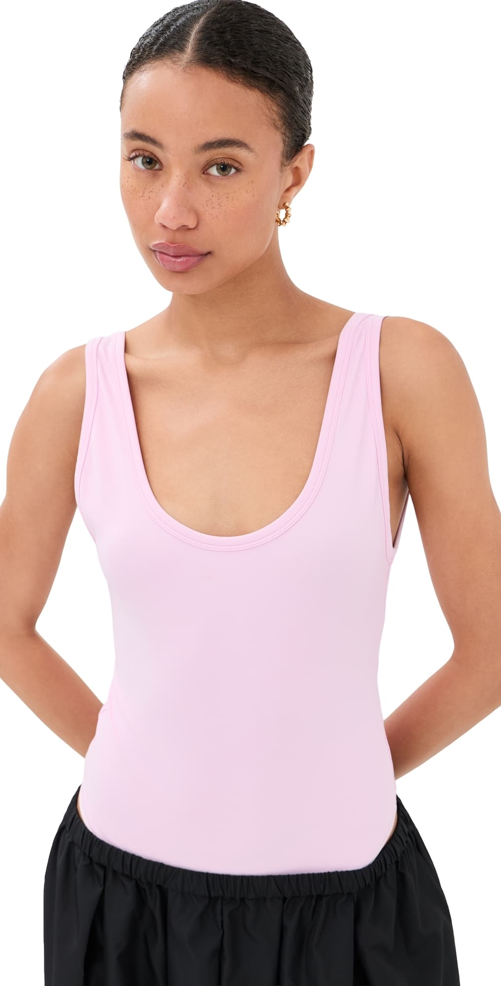 WARDROBE.NYC WARDROBE. NYC Opaque Scoop Thong Bodysuit Baby Pink