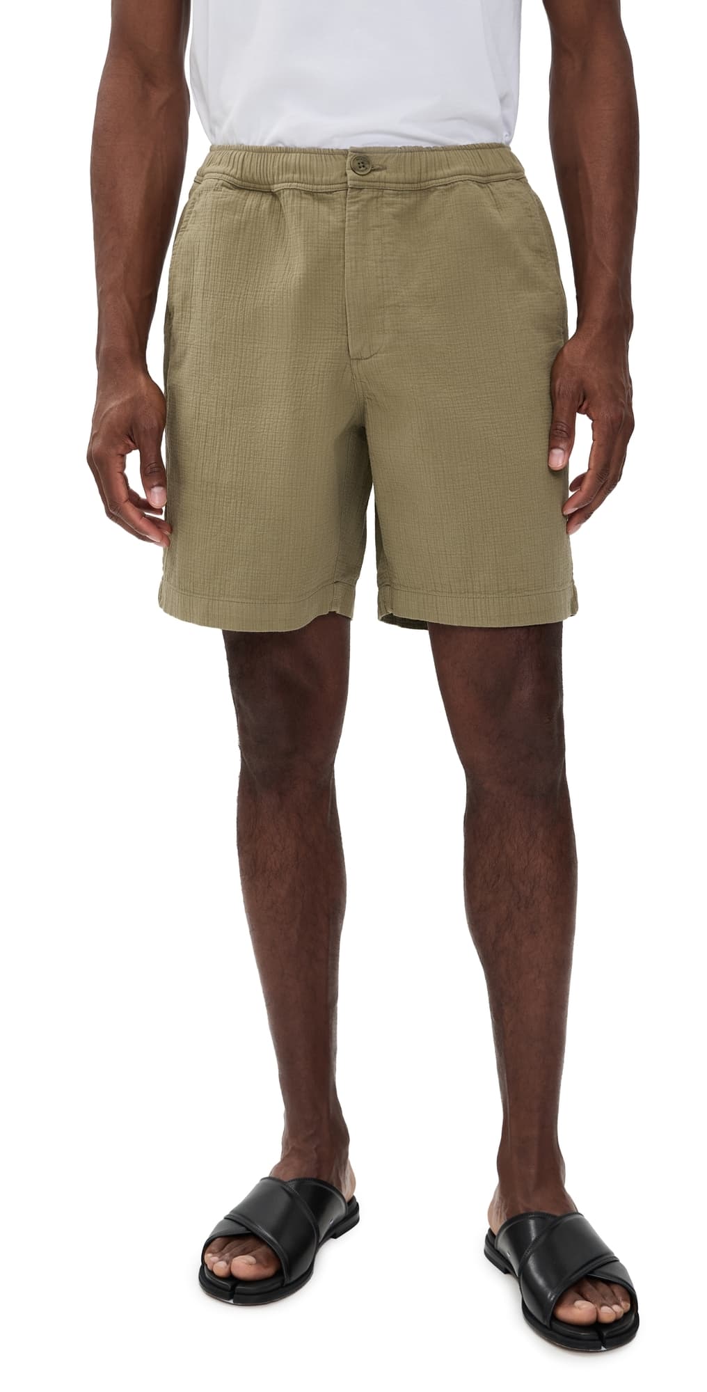 Wax London Cotton Linen Kurt Shorts 7 Khaki