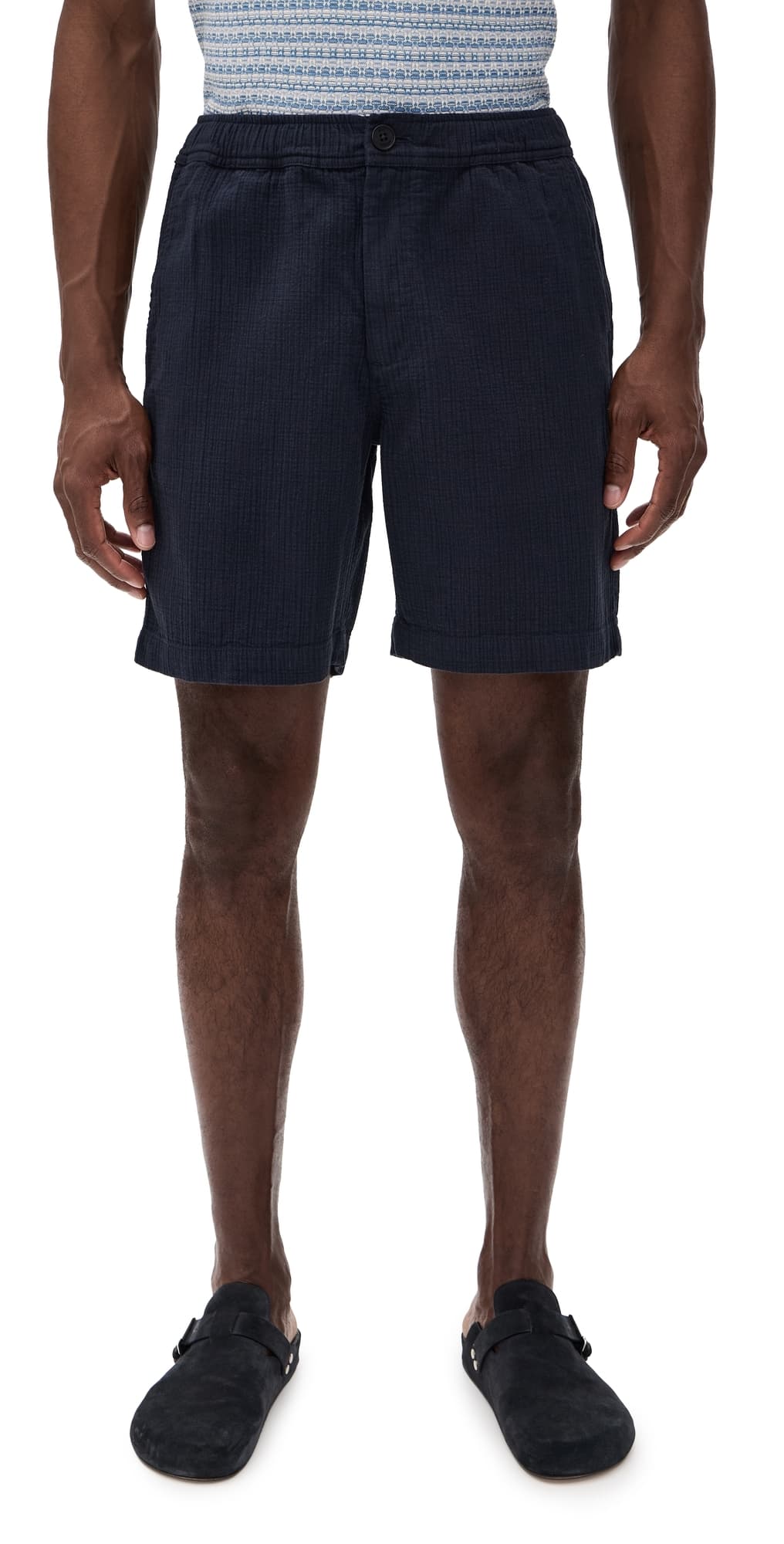 Wax London Cotton Linen Kurt Shorts 7.5 Navy