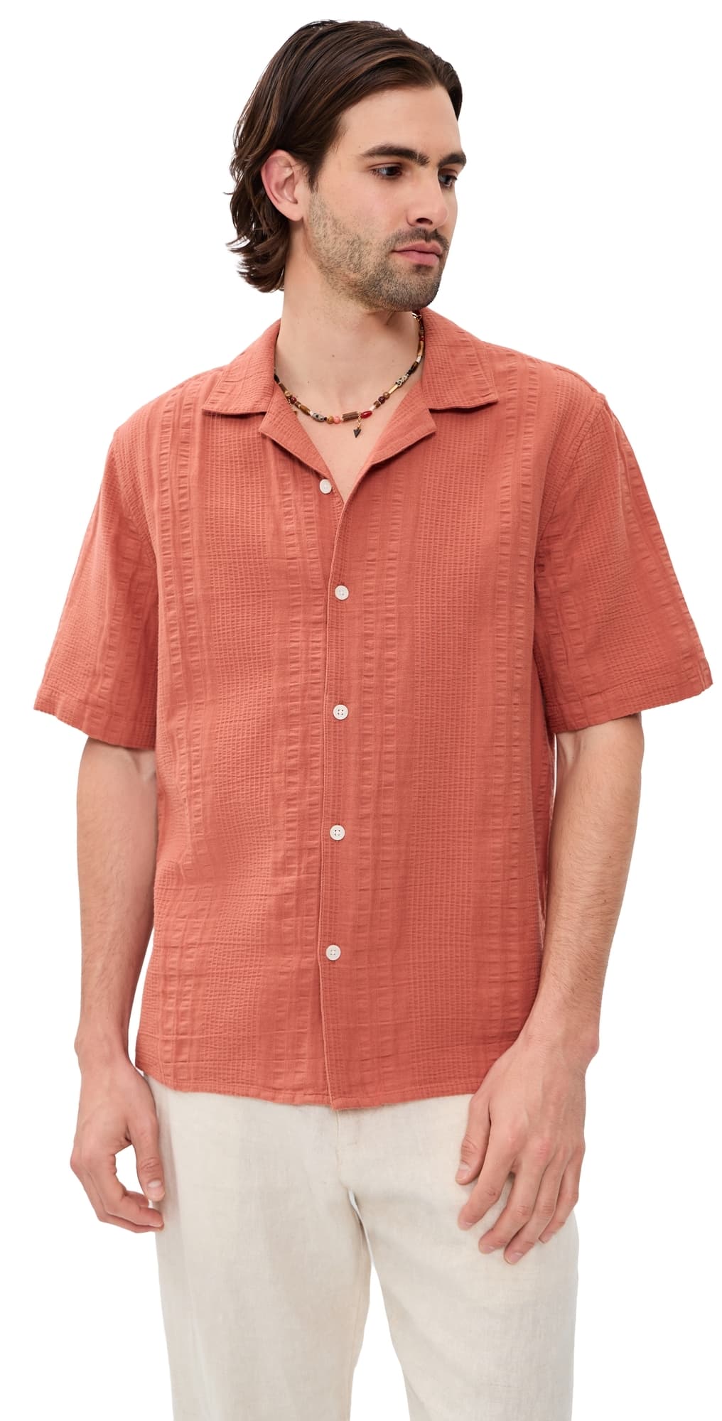 Wax London Double Weave Didcot Shirt Rust