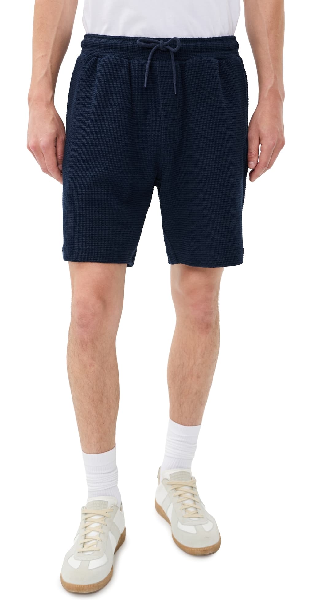 Wax London Sam Textured Interlock Shorts 8 Navy