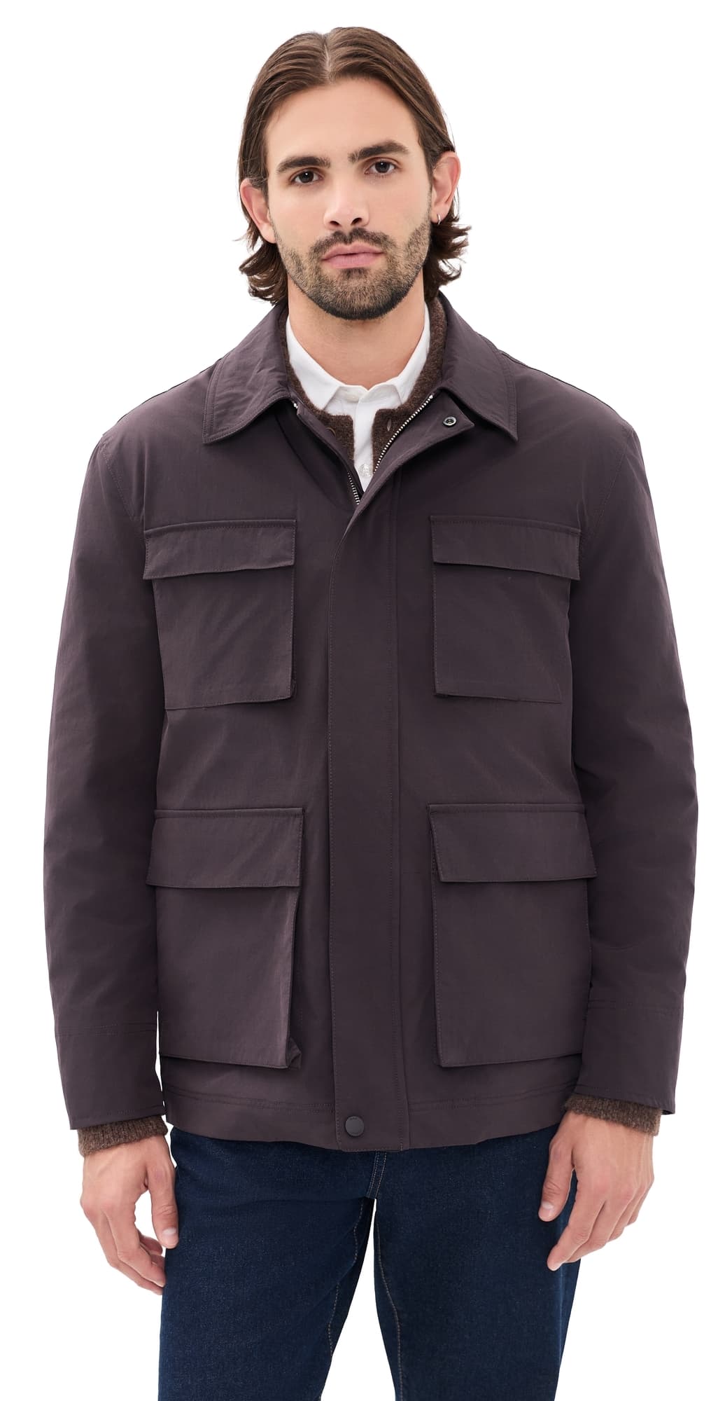 Wax London Fairfax Tech Canvas Field Jacket Dark Brown