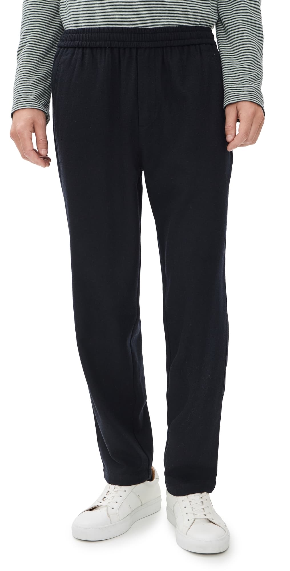 Wax London Tyne Brushed Wool Trousers Navy