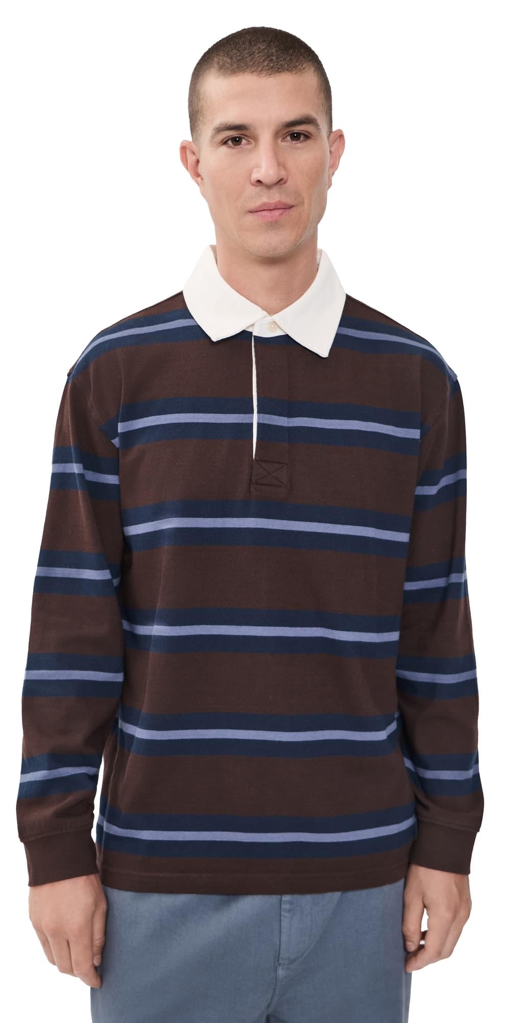 Wax London Rowhill Striped Rugby Brown/Blue