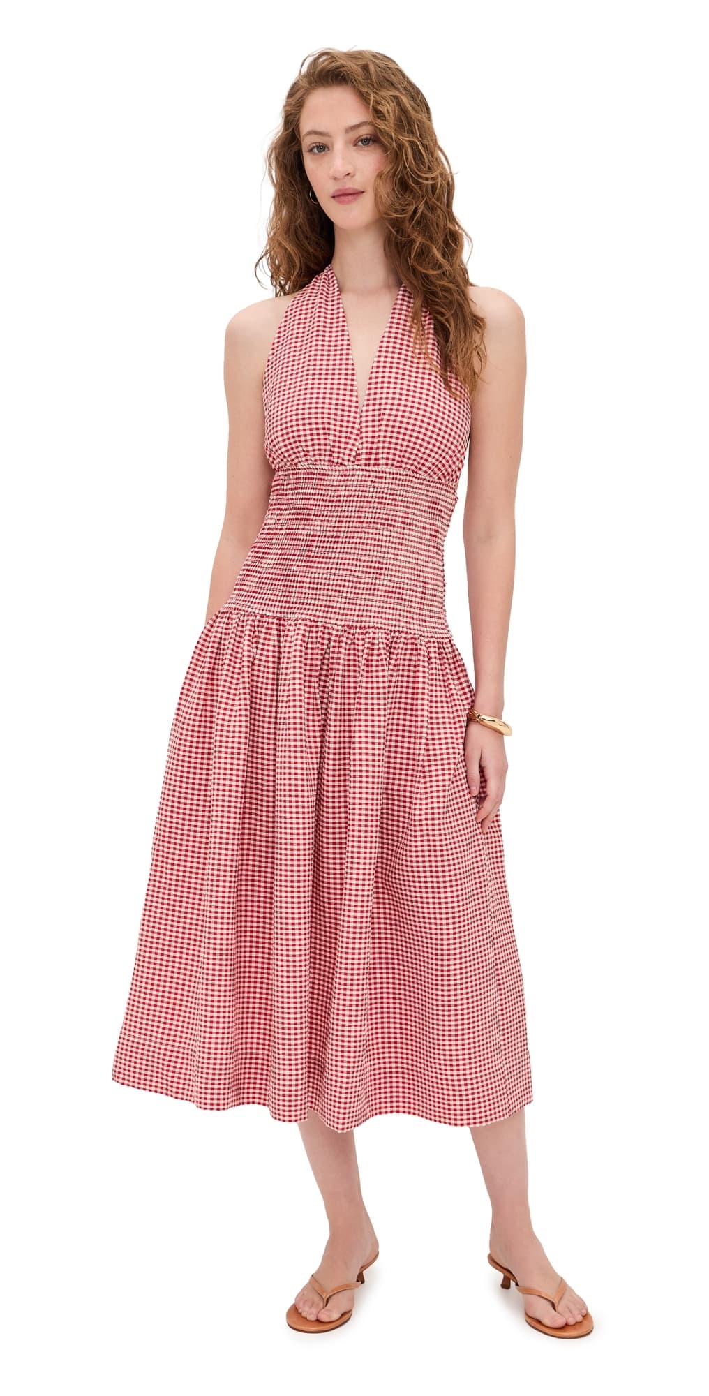 WAYF Margeaux Halter Dress Red