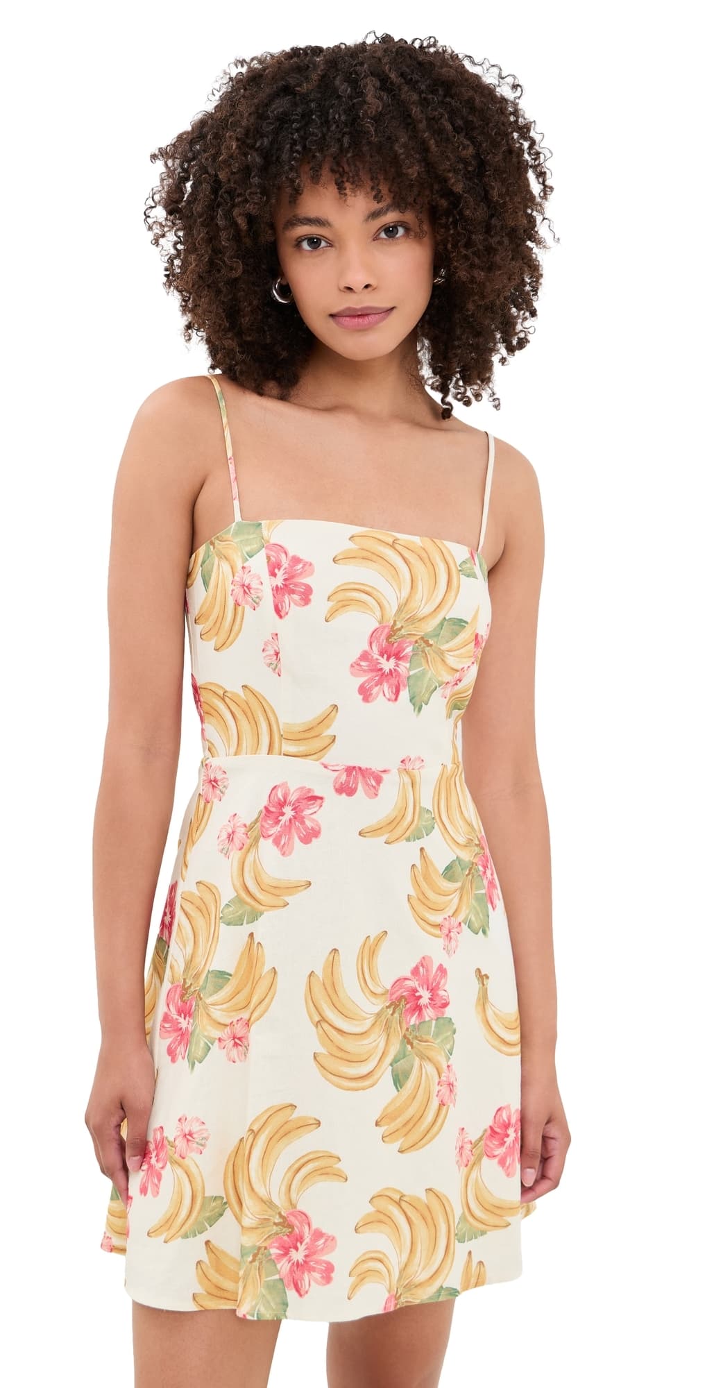 WAYF Havana Mini Dress Cream Bananas