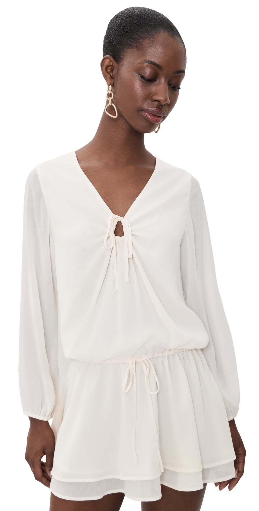 WAYF Nila Long Sleeve Dress Ivory