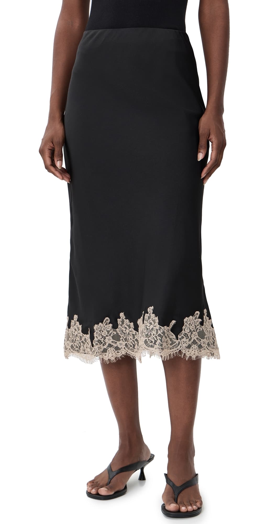 WAYF Vienna Lace Trim Skirt Black