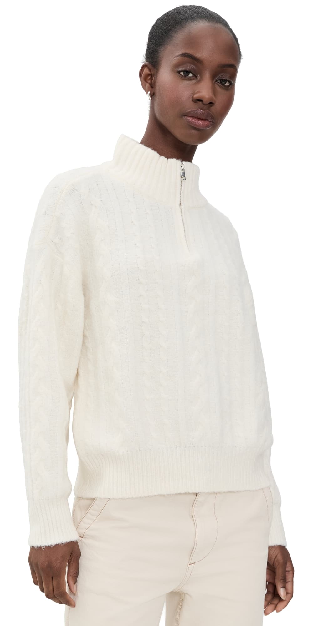 WAYF West Quarter Zip Sweater Ivory