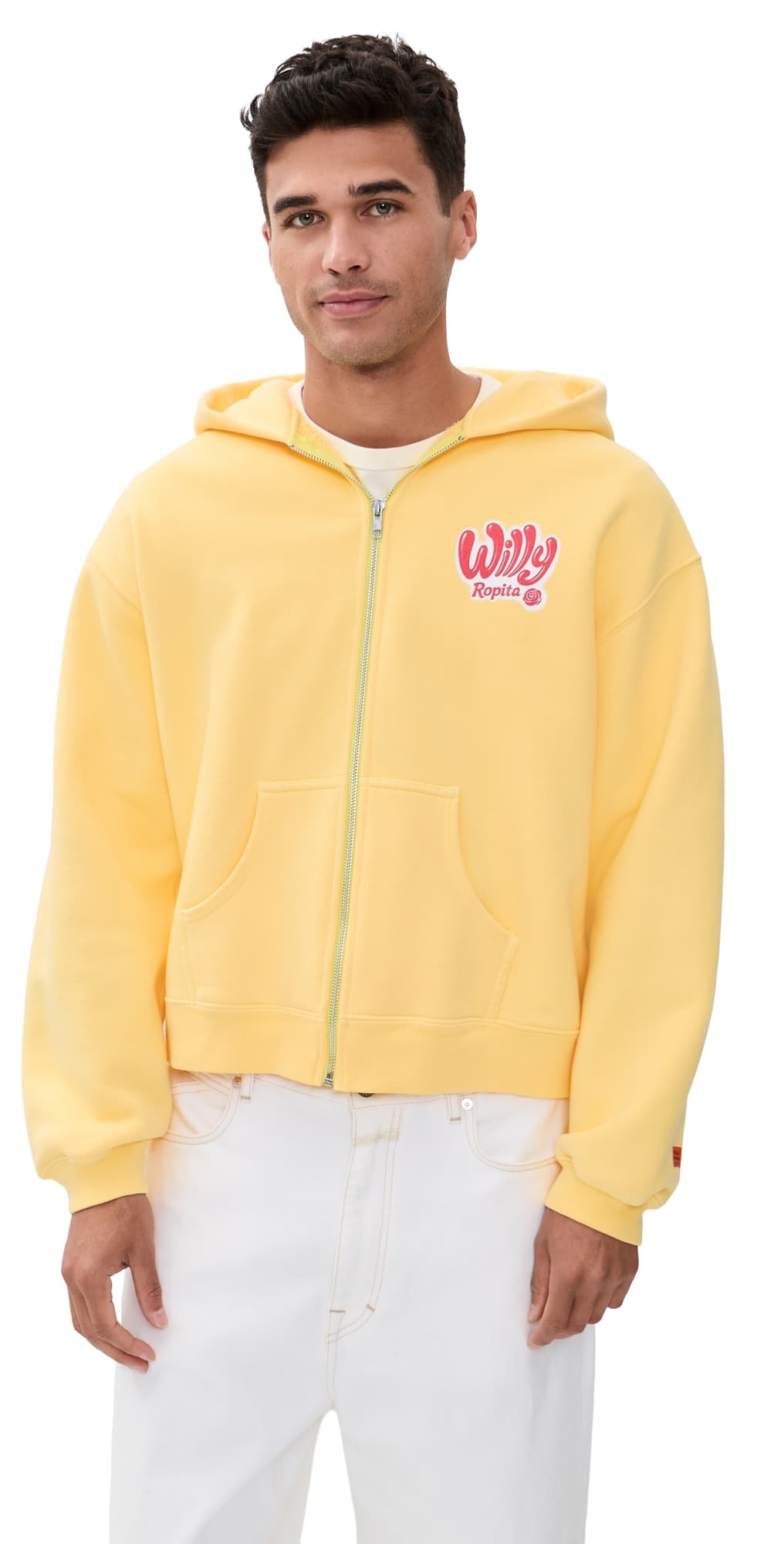 Willy Chavarria Willy Ropita Shrunken Zip Hoodie Butter