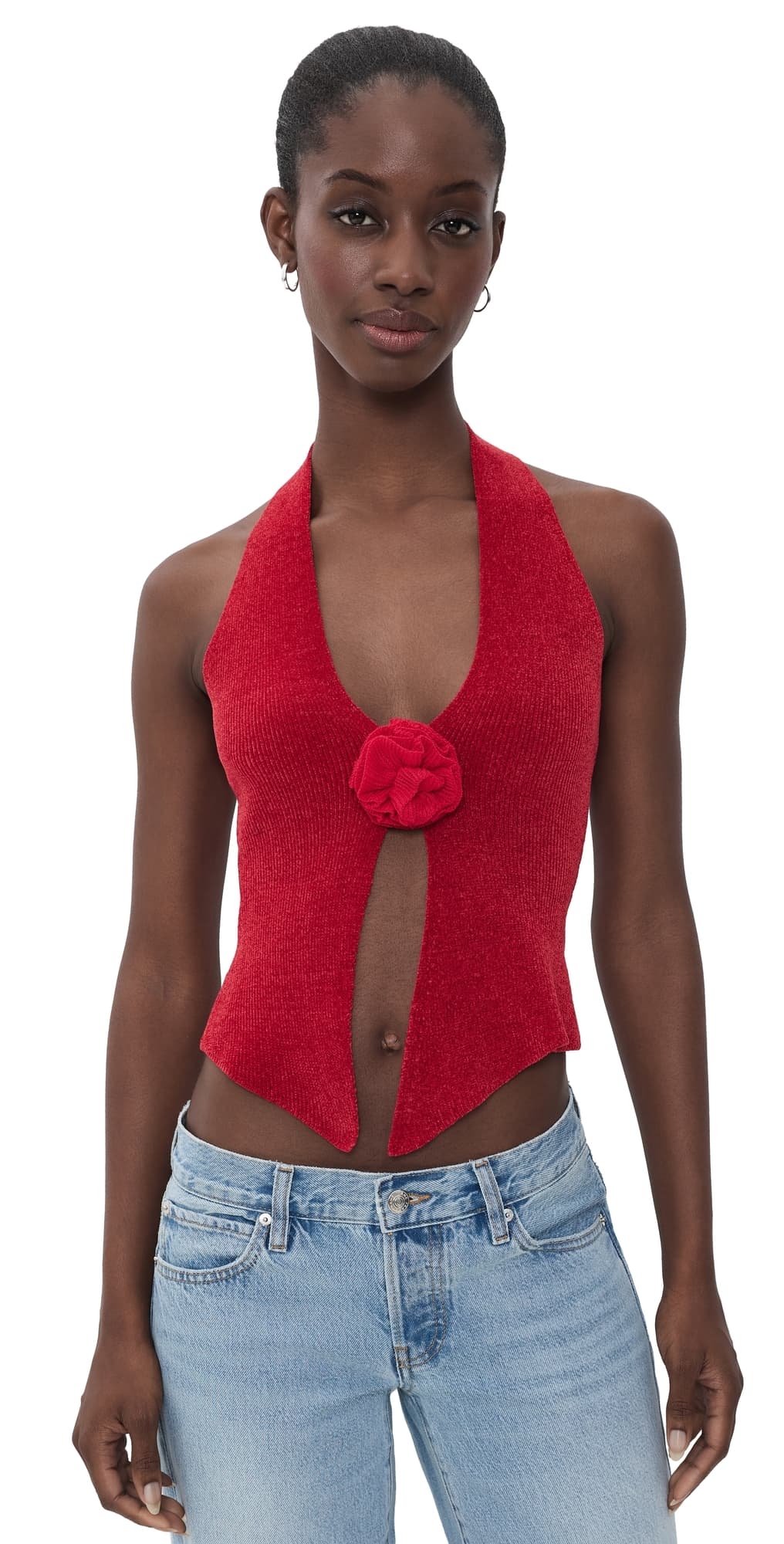 With Jéan Rose Knit Top Red