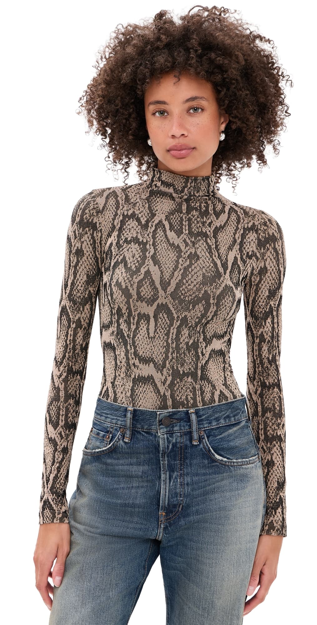 Wolford Shimmering Python Thong Bodysuit Desert Python