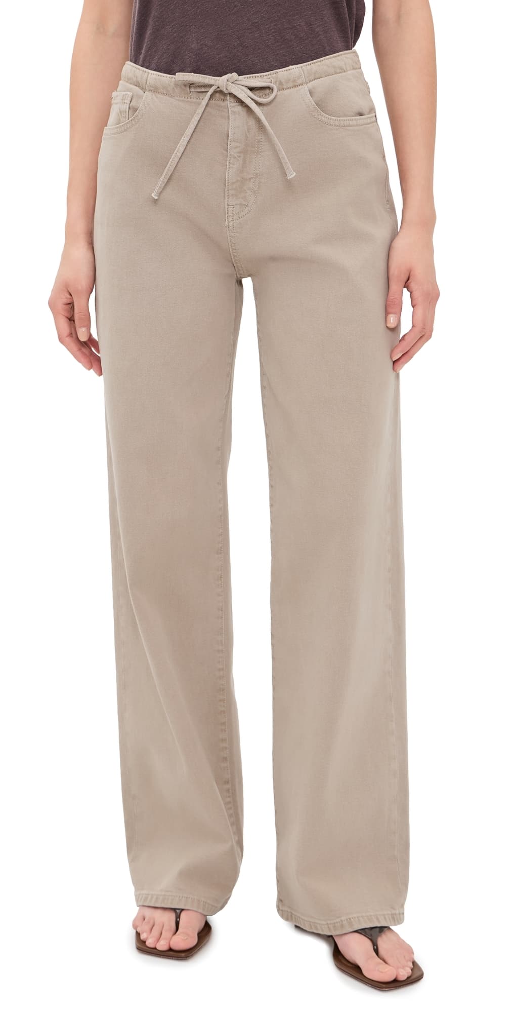 WARP + WEFT The Big Easy Pull On Wide Leg Jeans Sand Dollar